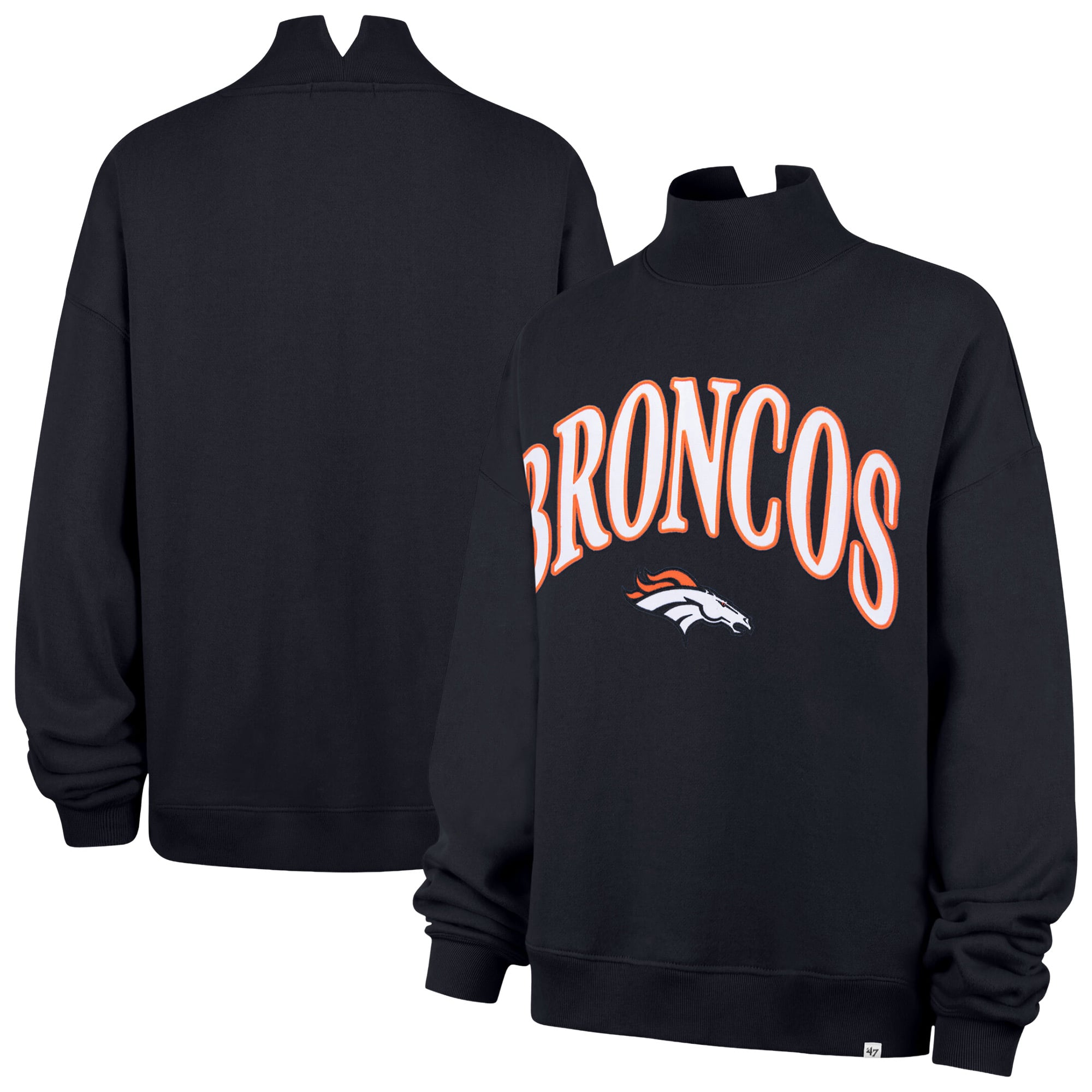 Sweat-shirt à col montant oversize Denver Broncos bleu marine « 47 » pour femme