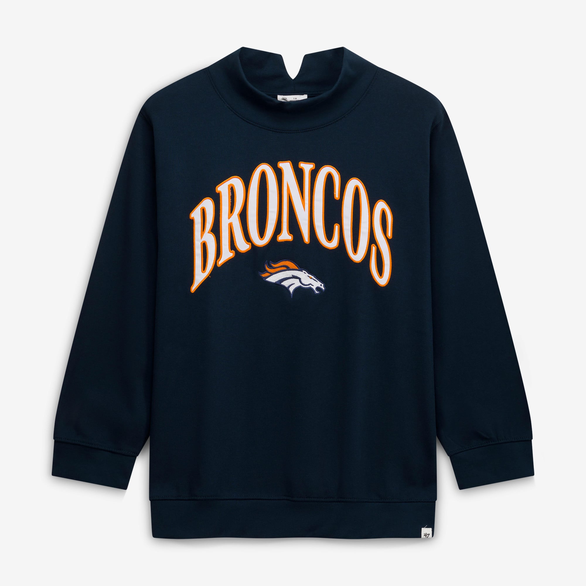 Pull à col montant Vantage grande taille Denver Broncos « 47 » bleu marine pour femme