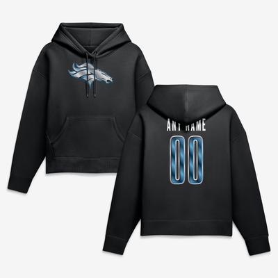 Denver Broncos Women's Metallic Mascot Personalized Name & Number Hoodie - Black