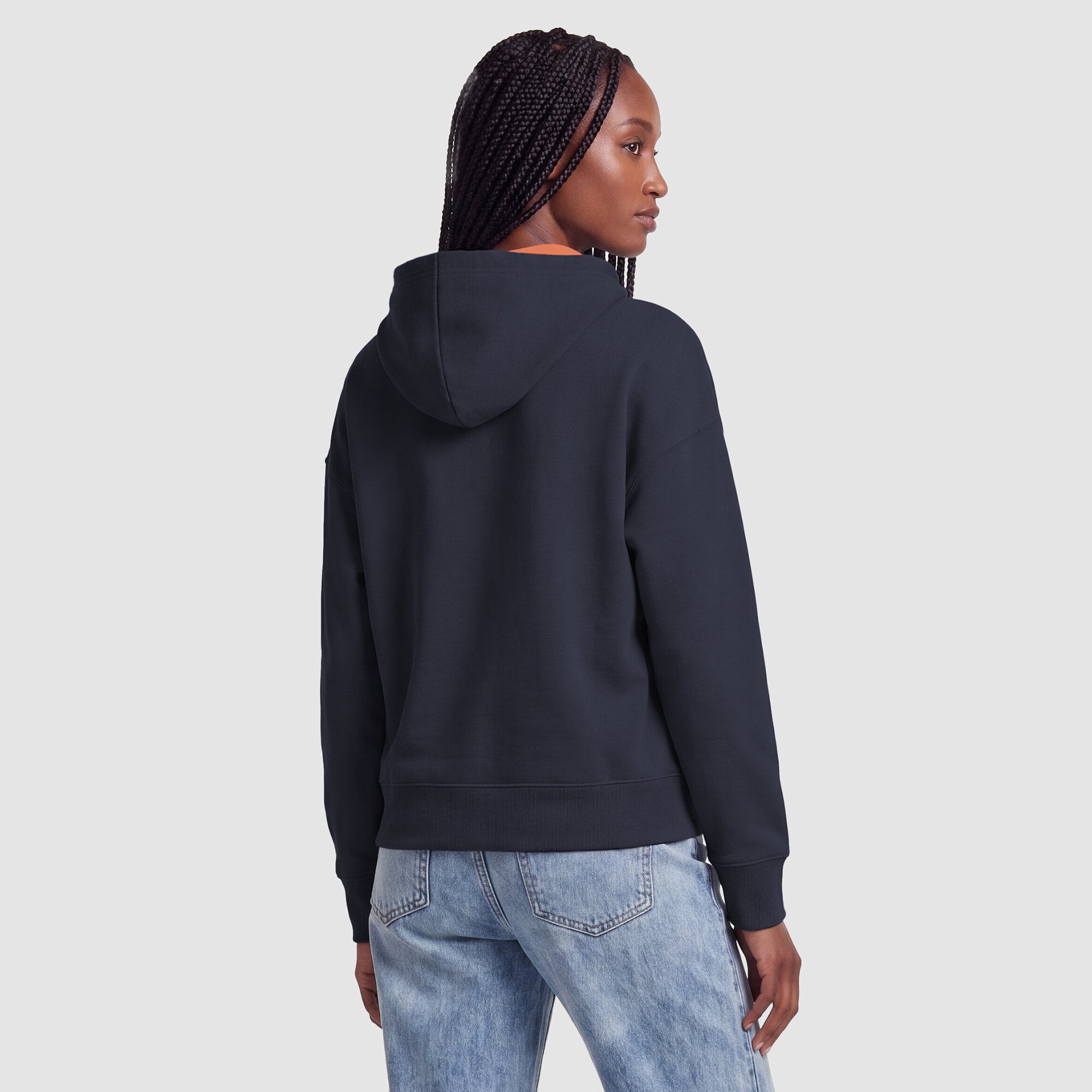 Sweat à capuche Champion pour femme, bleu marine et orange, Denver Broncos, doublure contrastée