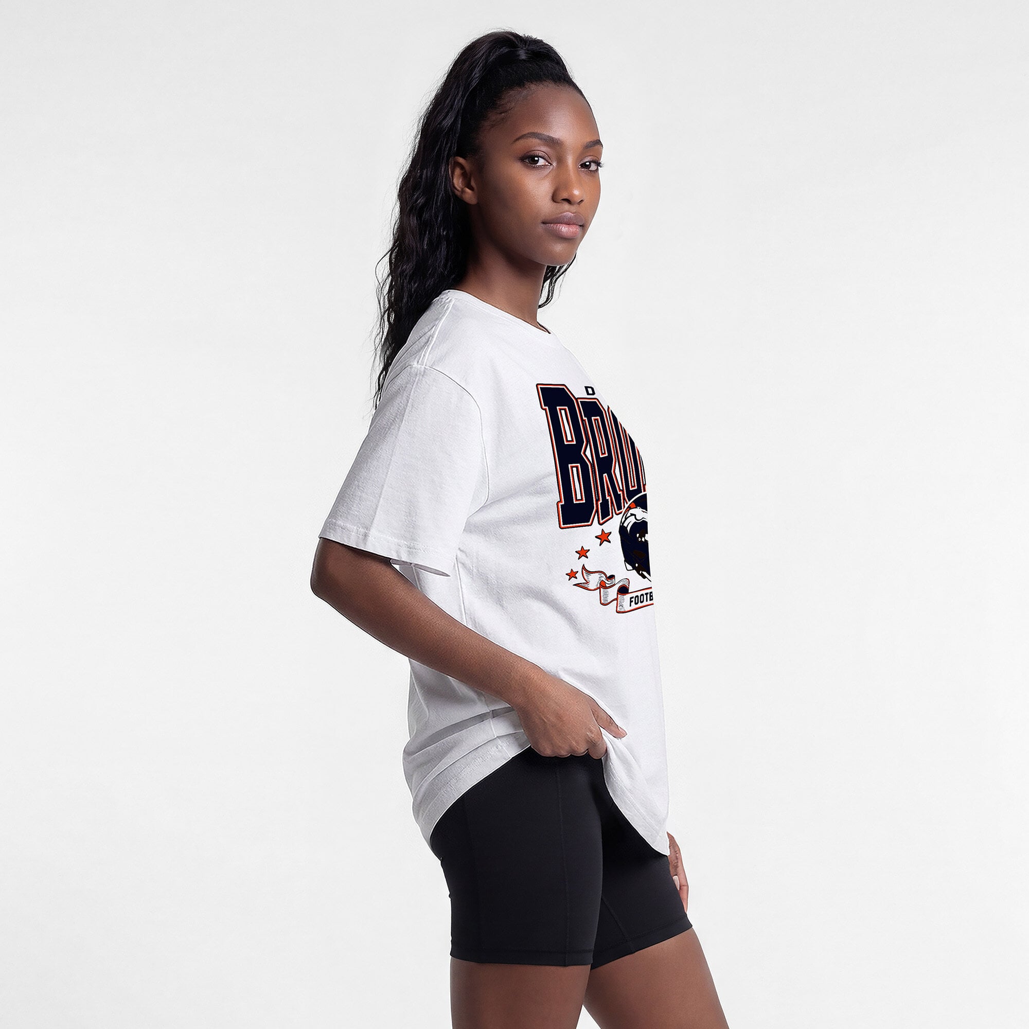 Women's Champion White Denver Broncos Oversized T-Shirt
