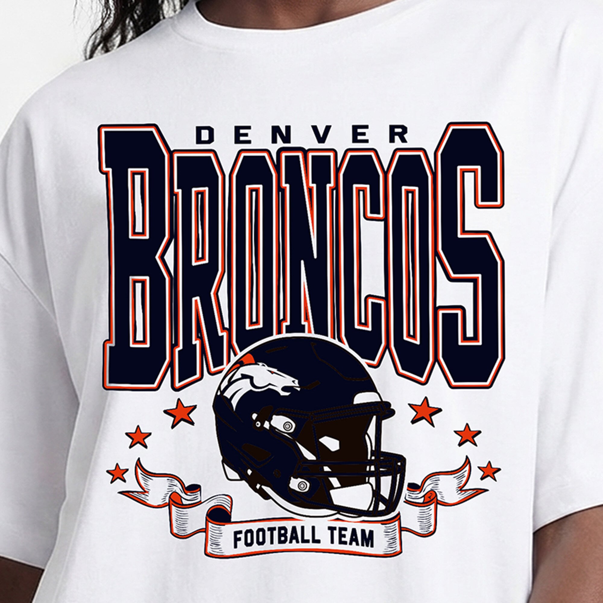 Women's Champion White Denver Broncos Oversized T-Shirt