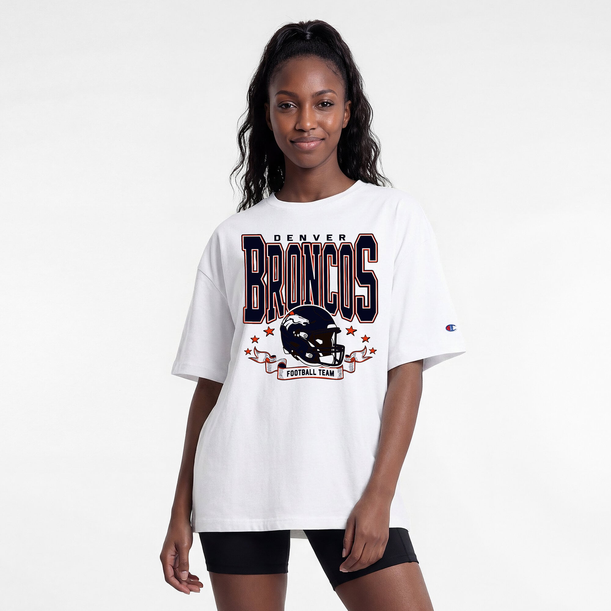 Women's Champion  White Denver Broncos Oversized T-Shirt