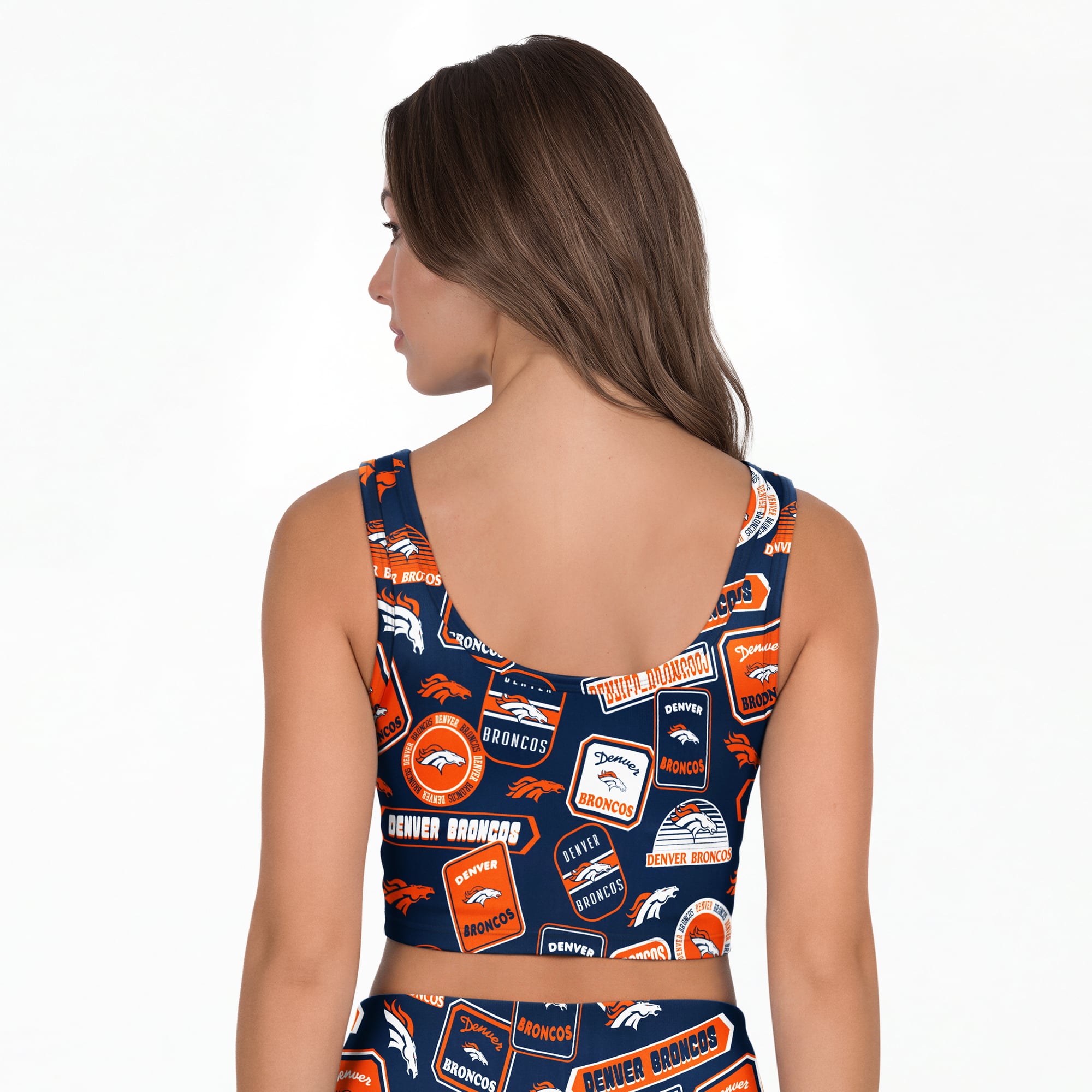 Women's Concepts Sport Navy Denver Broncos Grady Allover Print Bralette