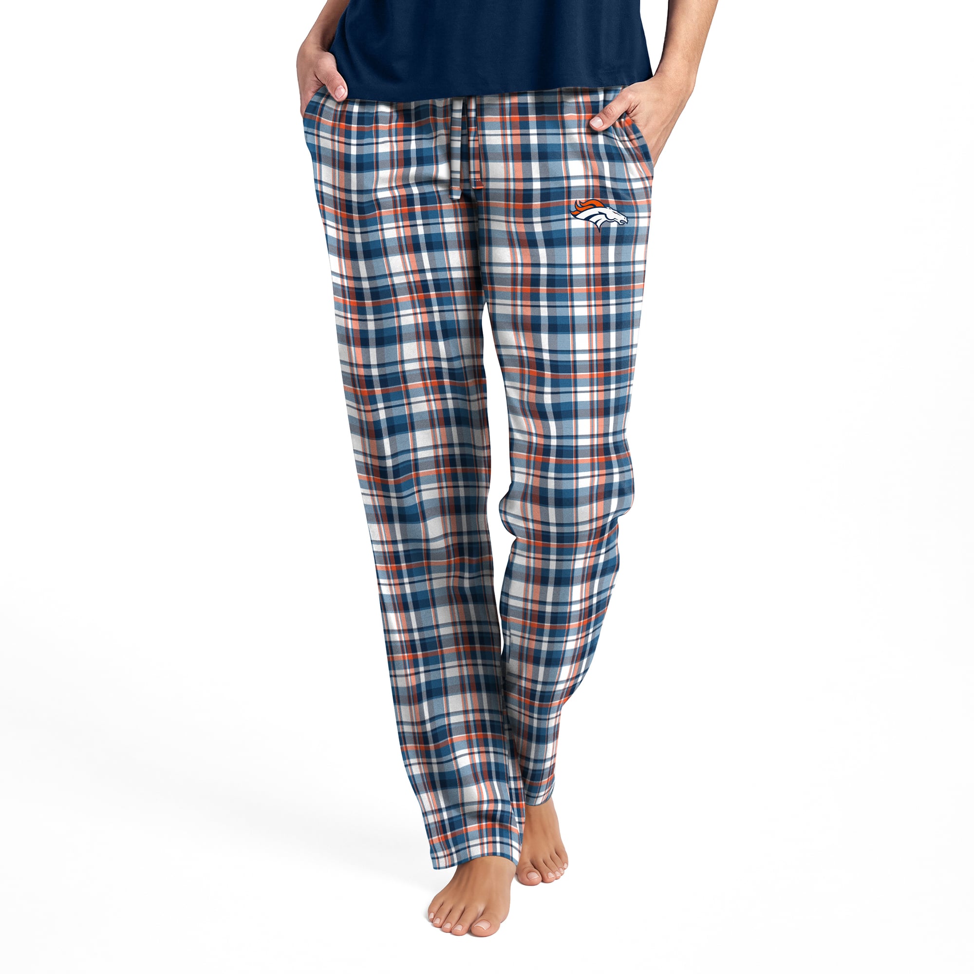 Pantalon à carreaux Concepts Sport bleu marine Denver Broncos pour femme
