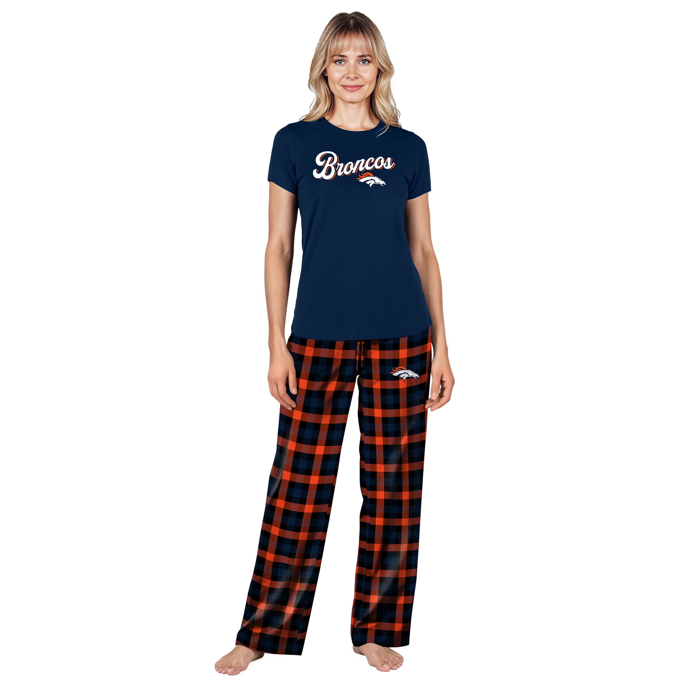 Ensemble de nuit Highland grande taille Denver Broncos bleu marine pour femme Concepts Sport