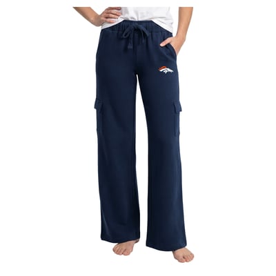 Denver Broncos Concepts Sport Women's Truett Wide-Leg Cargo Fleece Pants - Navy