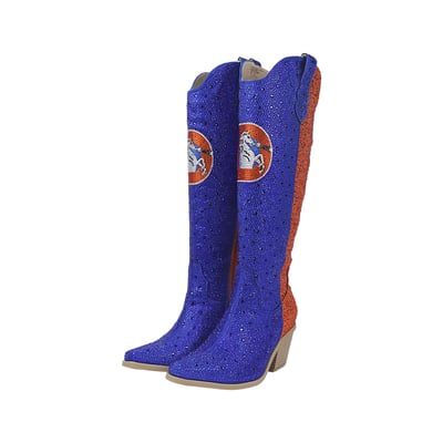  Denver Broncos Cuce Women's Two-Tone Crystal Cowboy Boot - Blue/Orange
