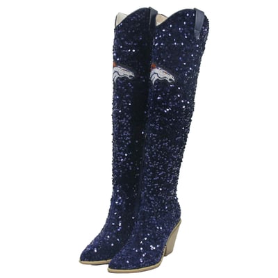  Denver Broncos FABGATING by Cuce Women's Over-the-Knee Sequin Boots - Navy