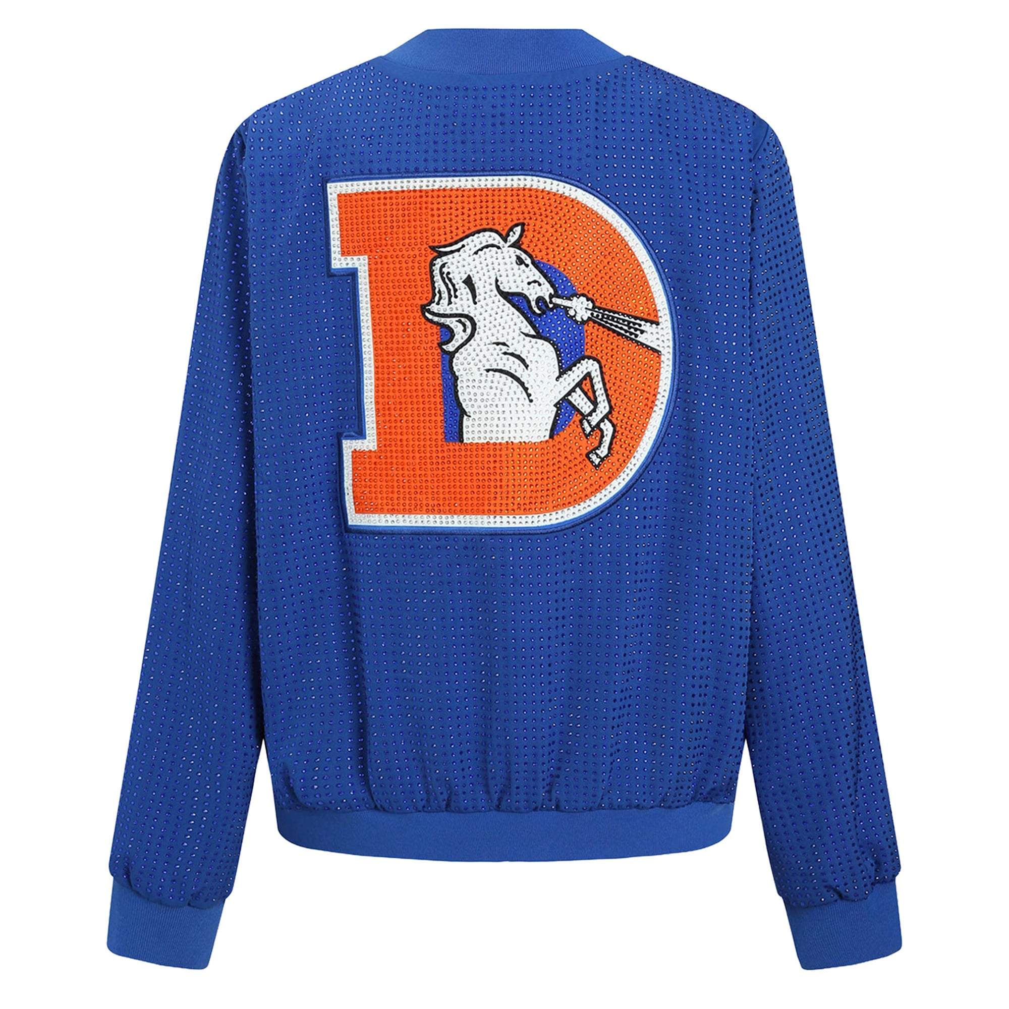 Veste bomber zippée intégrale FABGATING by Cuce Royal Denver Broncos Crystal pour femme
