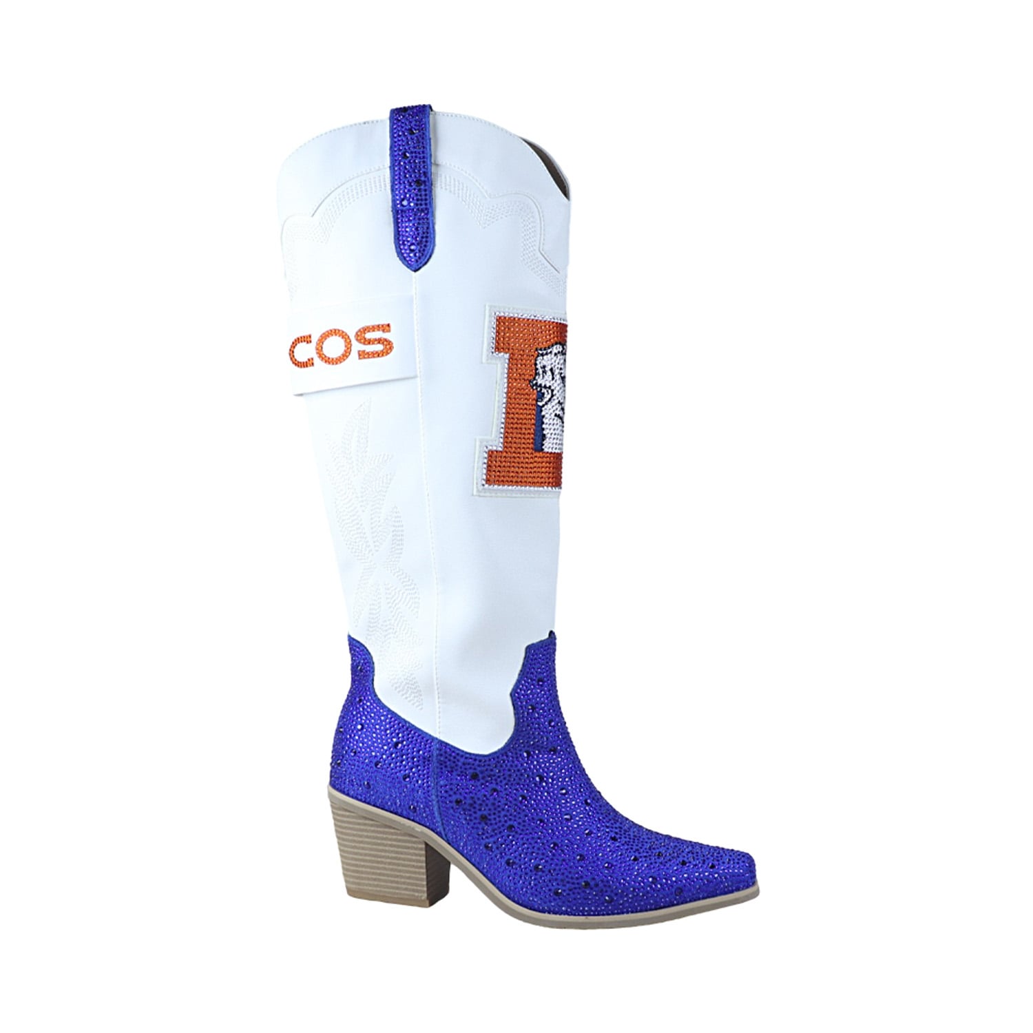 Women's FABGATING by Cuce  White Denver Broncos Crystal Cowboy Boots