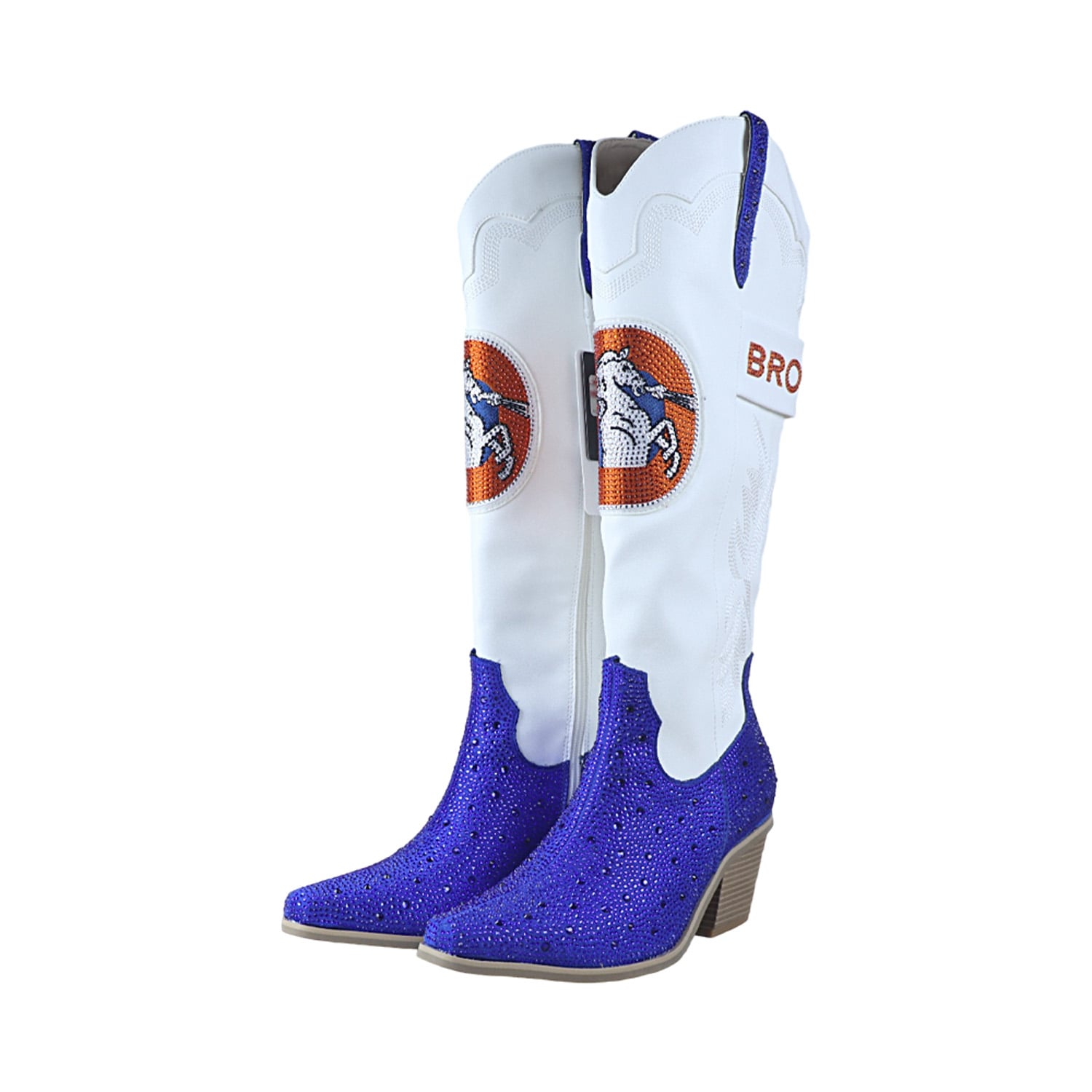 Women's FABGATING by Cuce  White Denver Broncos Crystal Cowboy Boots