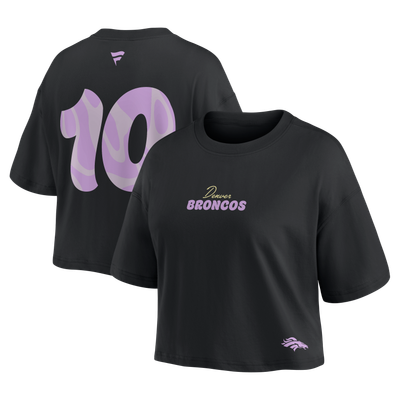 Bo Nix Denver Broncos Fanatics Women's Fashion Cropped T-Shirt - Black