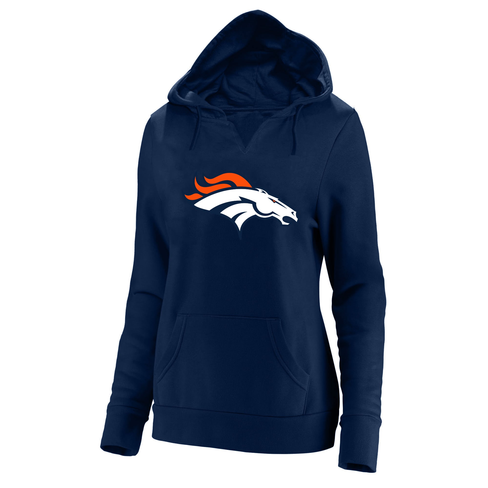 Women's Fanatics Bo Nix Navy Denver Broncos Plus Player Name & Number Notch Neck Hoodie