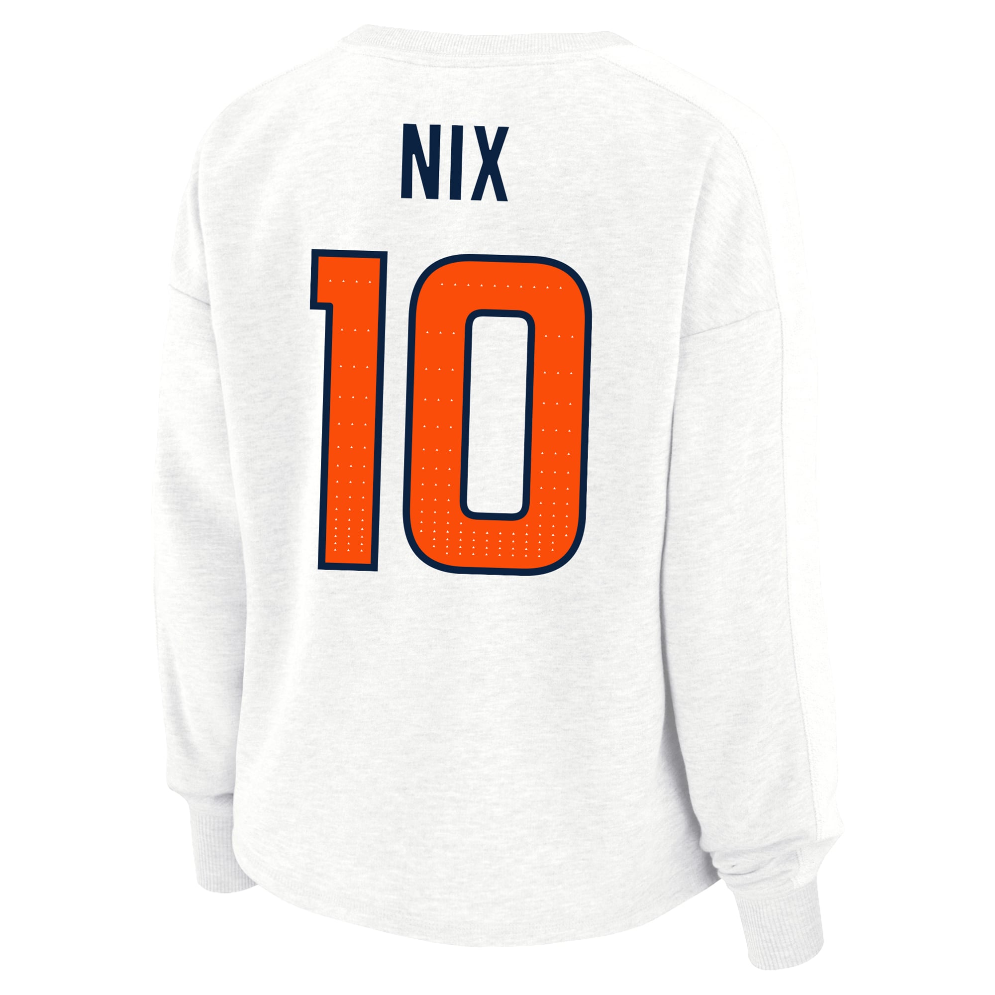 Women's Fanatics Bo Nix White Denver Broncos Plus Oversized Name & Number Sweatshirt