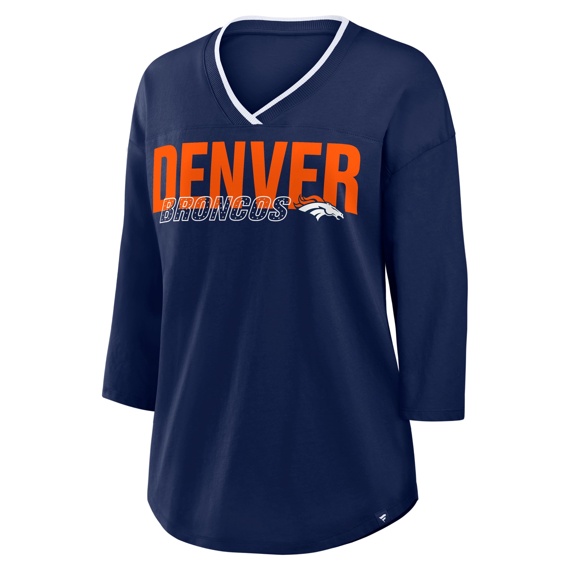 Women's Fanatics Navy Denver Broncos Plus Deceptive Juke 3/4-Sleeve V-Neck T-Shirt