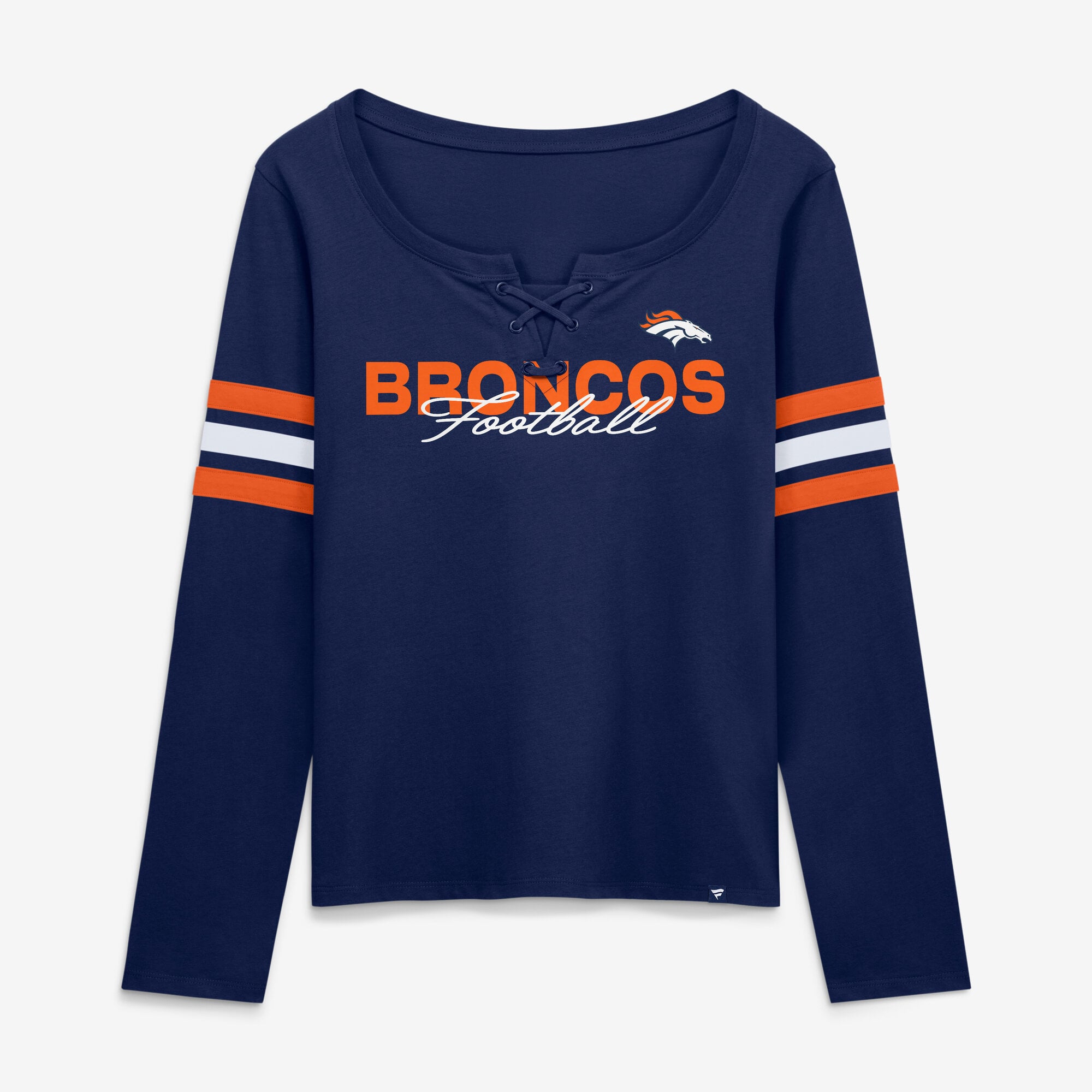 T-shirt à manches longues lacets Fanatics Navy Denver Broncos pour femmes
