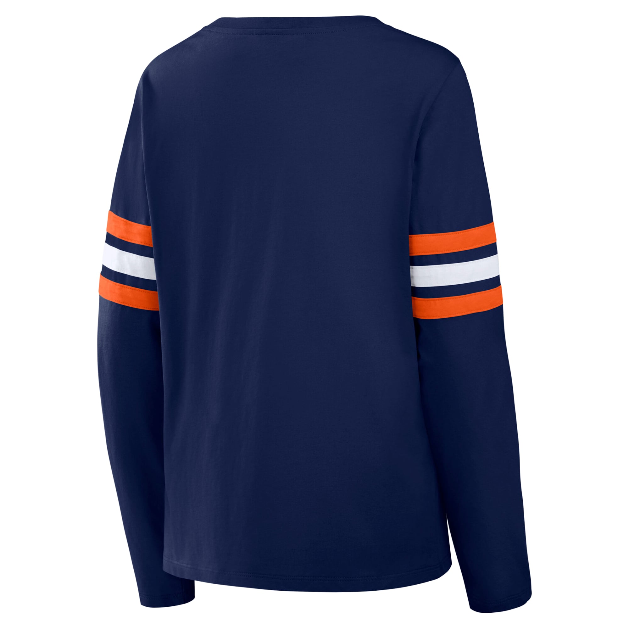 T-shirt à manches longues lacets Fanatics bleu marine/orange Denver Broncos pour femmes, grandes tailles, couvrant et facile porter