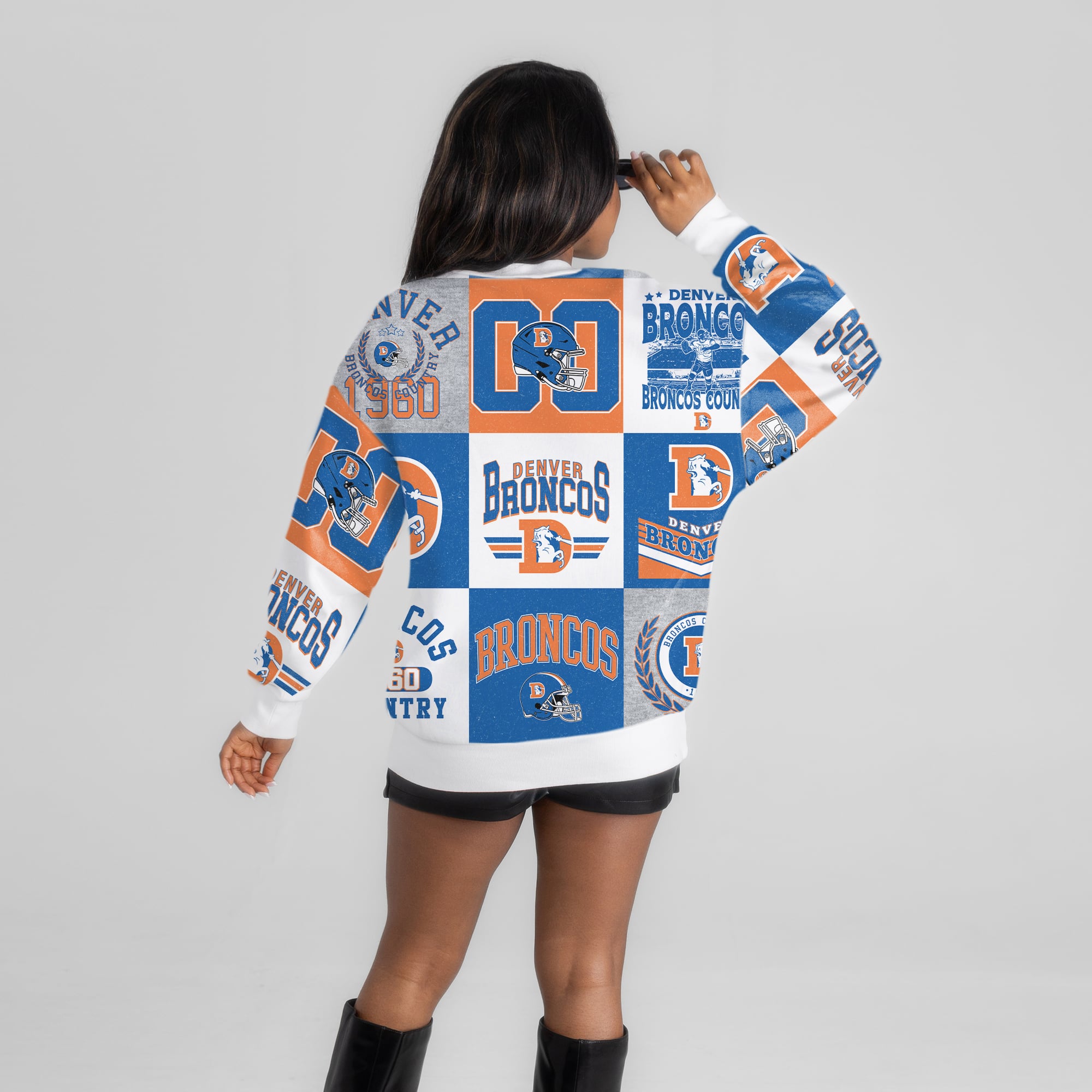Women's Gameday Couture White Denver Broncos Highlight Reel Repeat Premium Fleece Sweatshirt