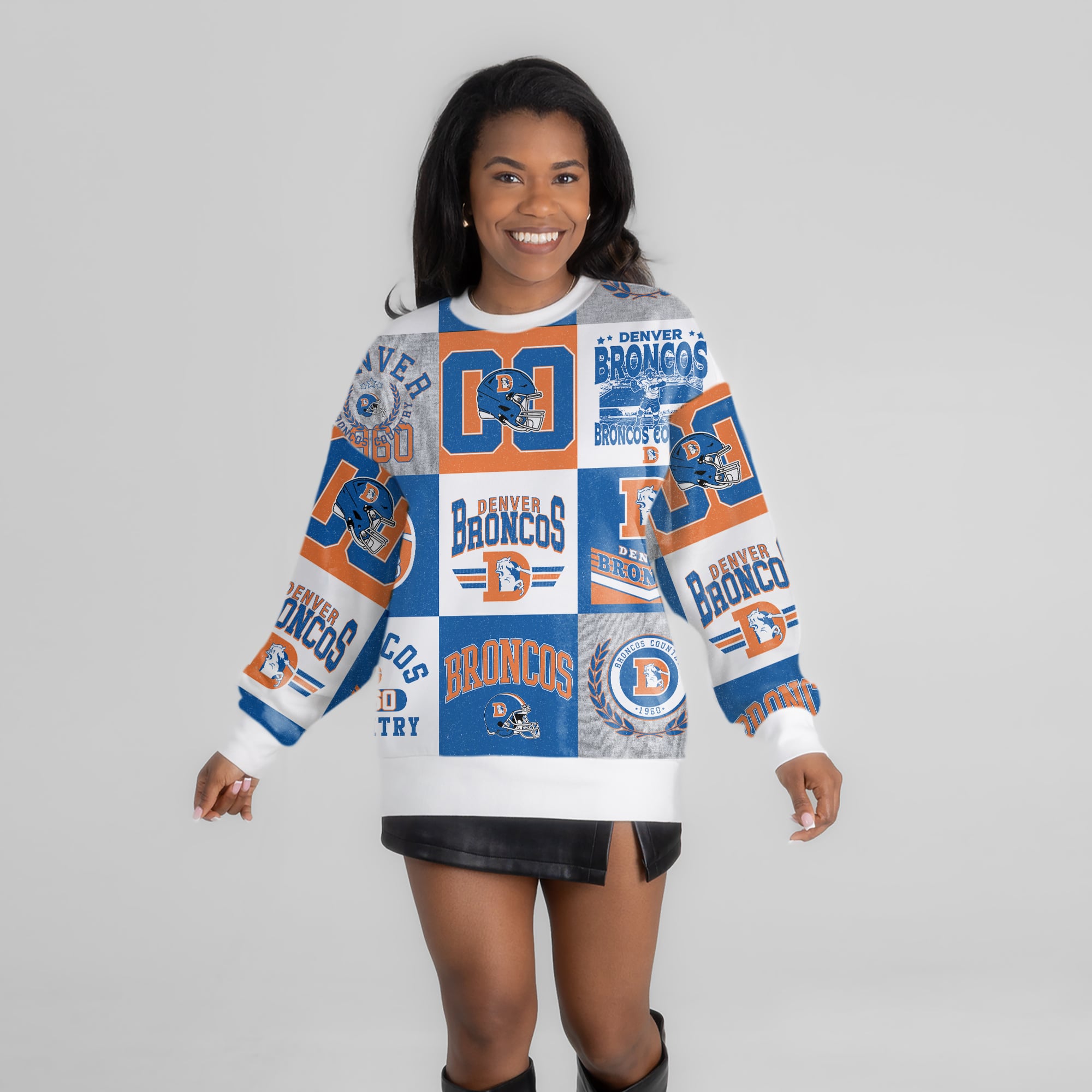 Women's Gameday Couture White Denver Broncos Highlight Reel Repeat Premium Fleece Sweatshirt