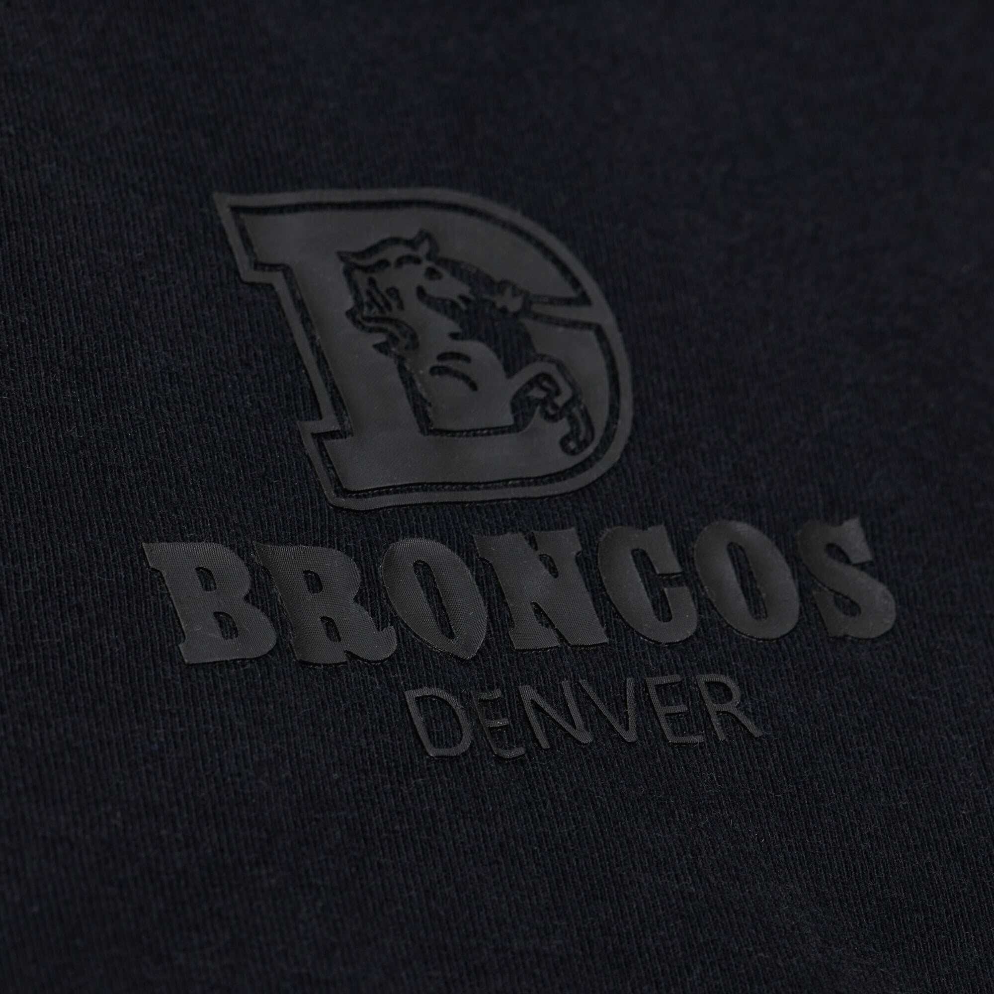 Women's Mitchell & Ness Black Denver Broncos Core Essentials Micro Logo Boxy Crop T-Shirt