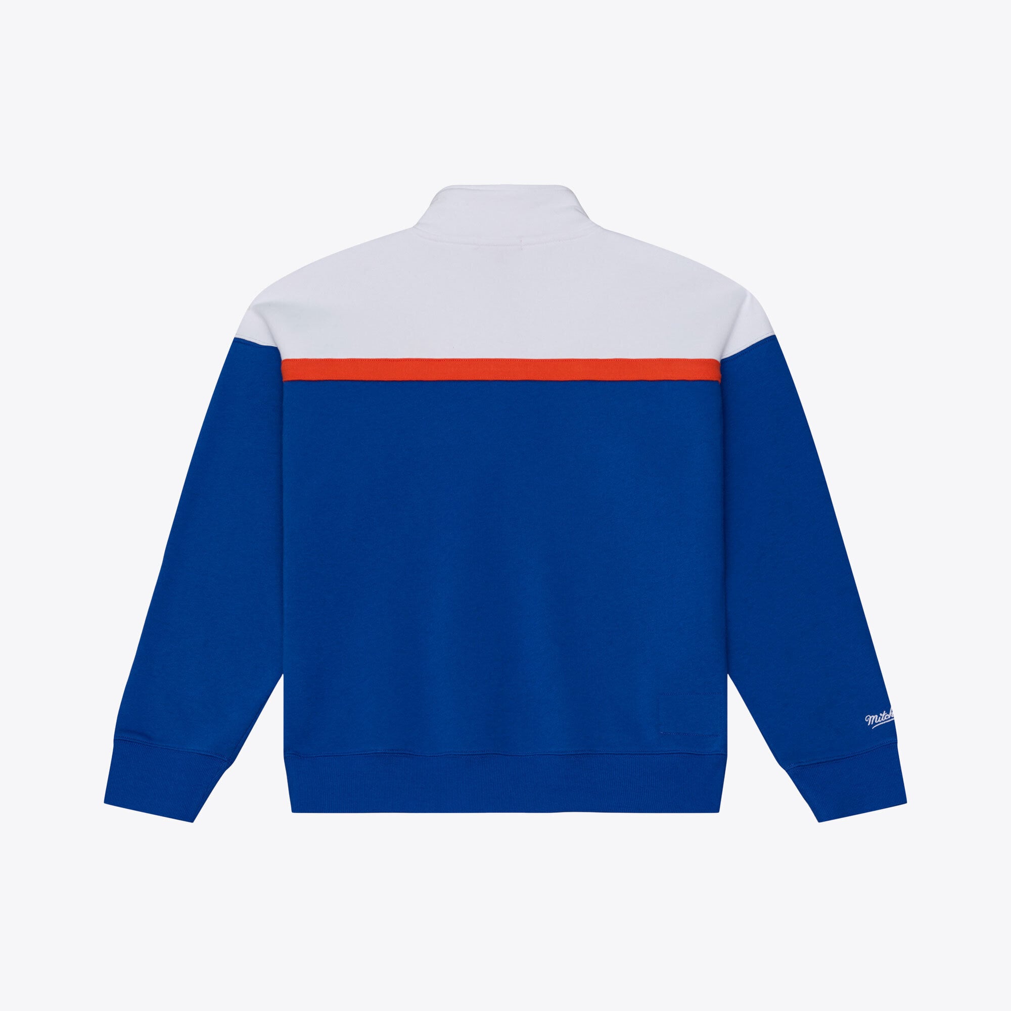 Pull à col zippé Mitchell & Ness bleu Denver Broncos pour femme