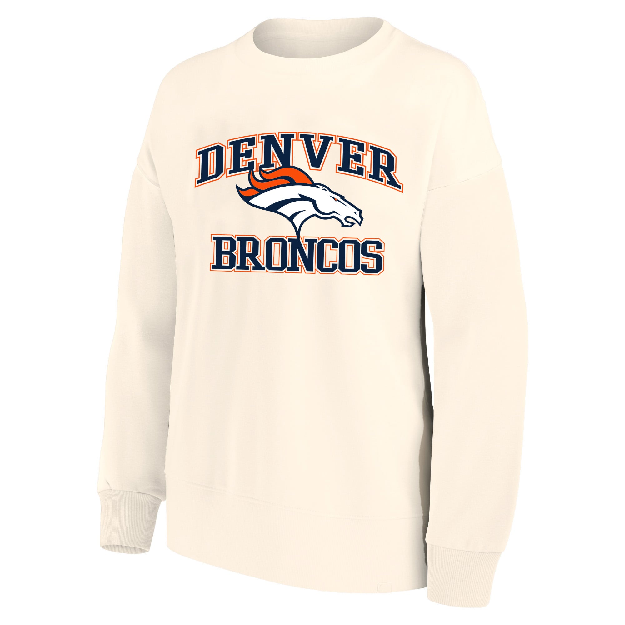 Sweat-shirt Mitchell & Ness crème Denver Broncos Heart Soul pour femme, grande taille