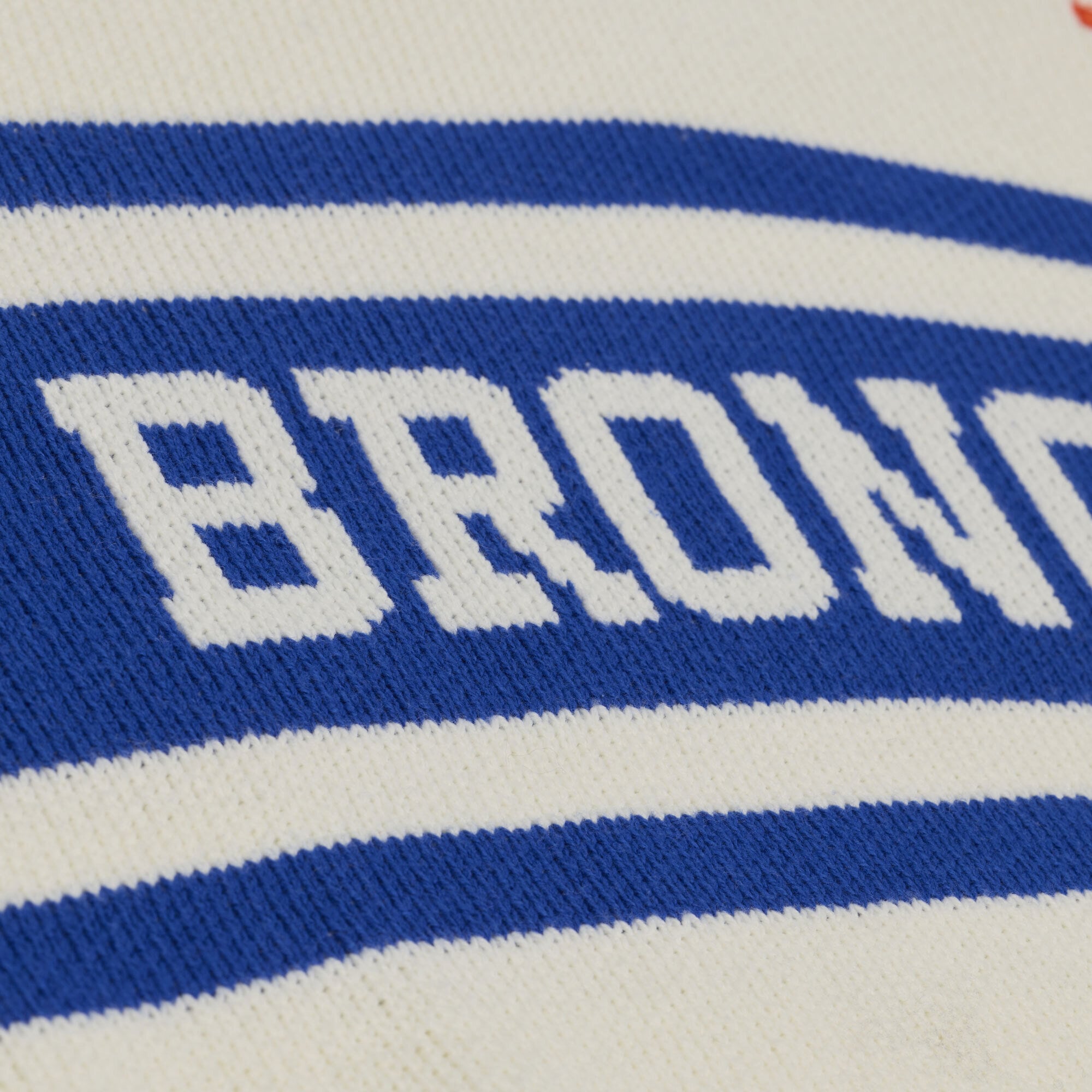 Women's Mitchell & Ness Cream/Royal Denver Broncos Retro Roots V-Neck Sweater
