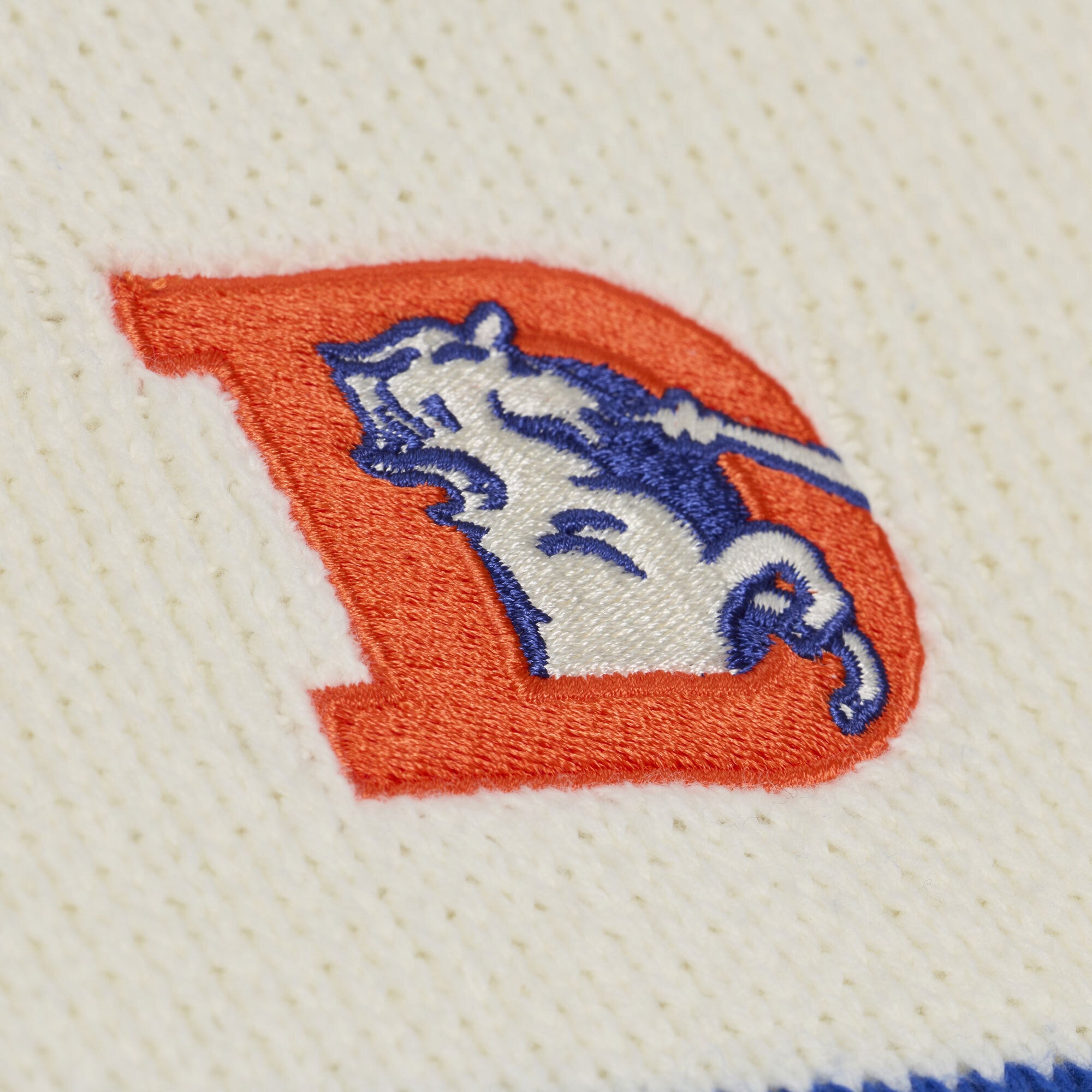 Women's Mitchell & Ness Cream/Royal Denver Broncos Retro Roots V-Neck Sweater
