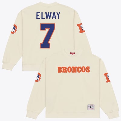 John Elway Denver Broncos Mitchell & Ness Women's Name & Number Sweatshirt - Cream
