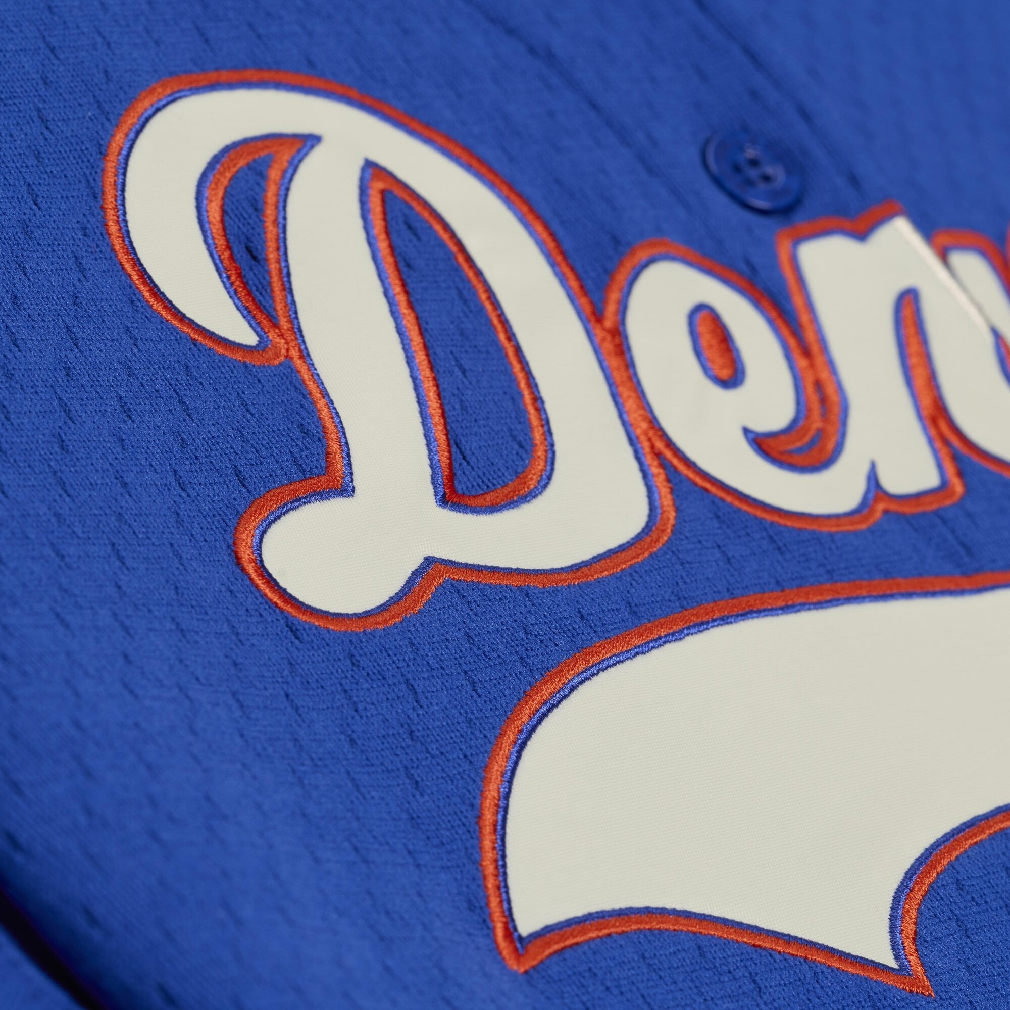 Maillot de baseball rétro Roots royal des Denver Broncos pour femmes Mitchell & Ness