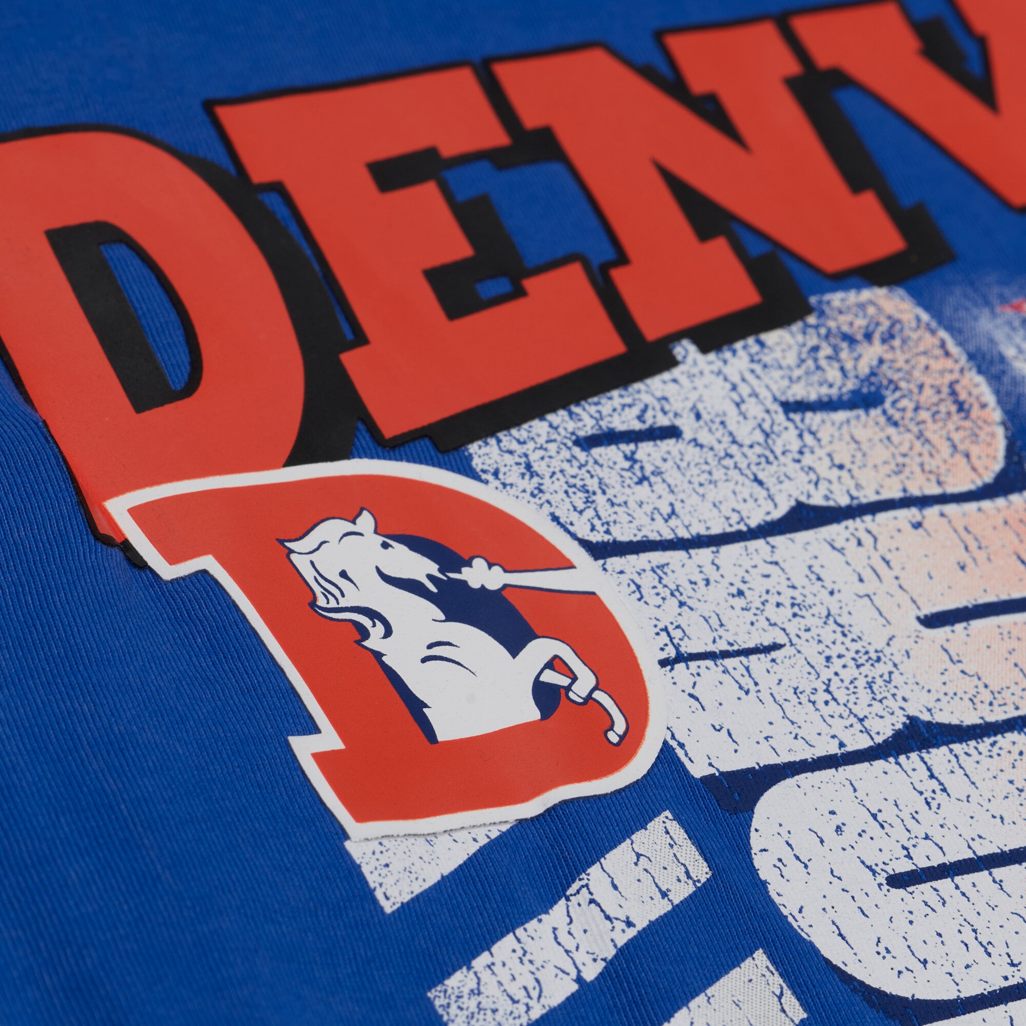 Women's Mitchell & Ness Royal Denver Broncos Street Graphic Boxy Cropped T-Shirt