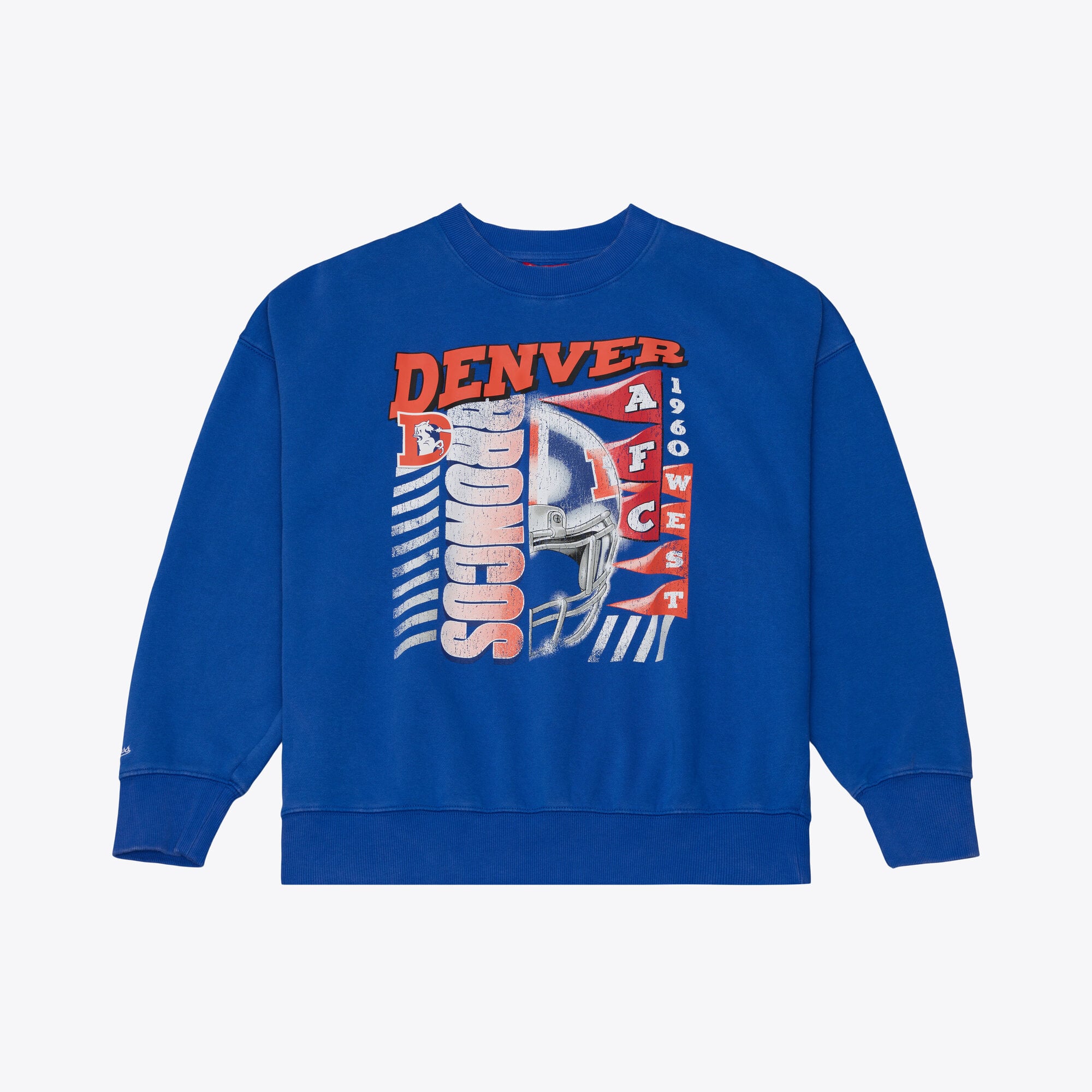 Women's Mitchell & Ness Royal Denver Broncos Street Graphic Crewneck Sweatshirt
