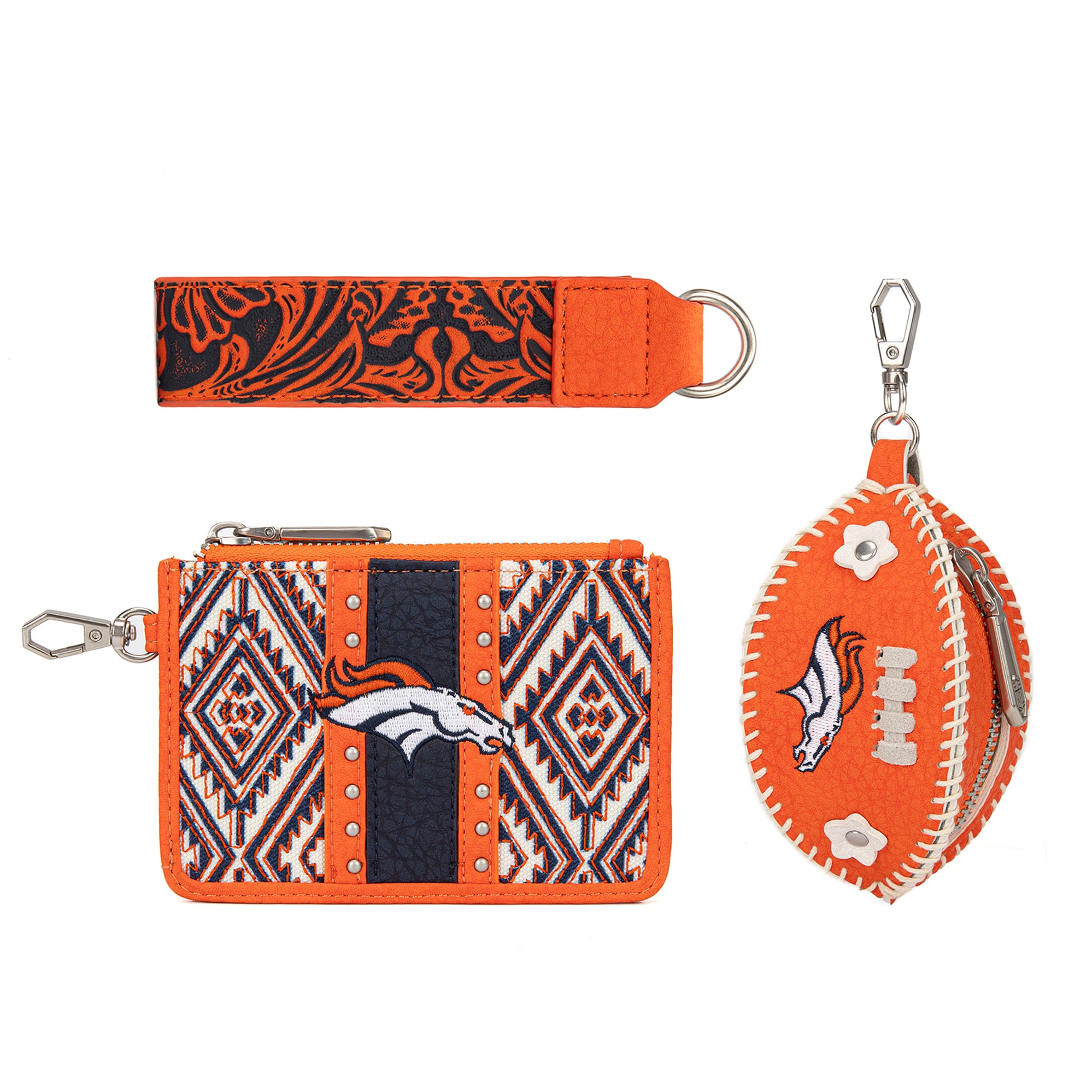 Women's Montana West Denver Broncos Wallet & Football Charm Wristlet