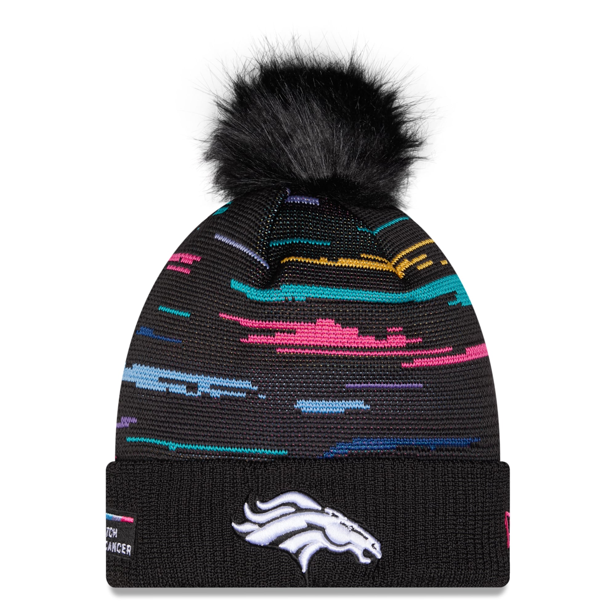 Women's New Era Black Denver Broncos 2026 NFL Crucial Catch Cuffed Knit Hat with Pom