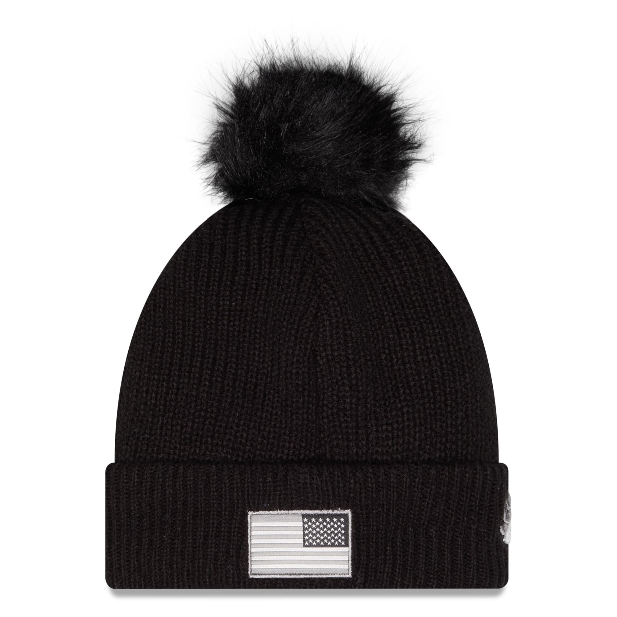 Bonnet à revers New Era noir pour femme, Denver Broncos 2026 Salute To Service, avec pompon