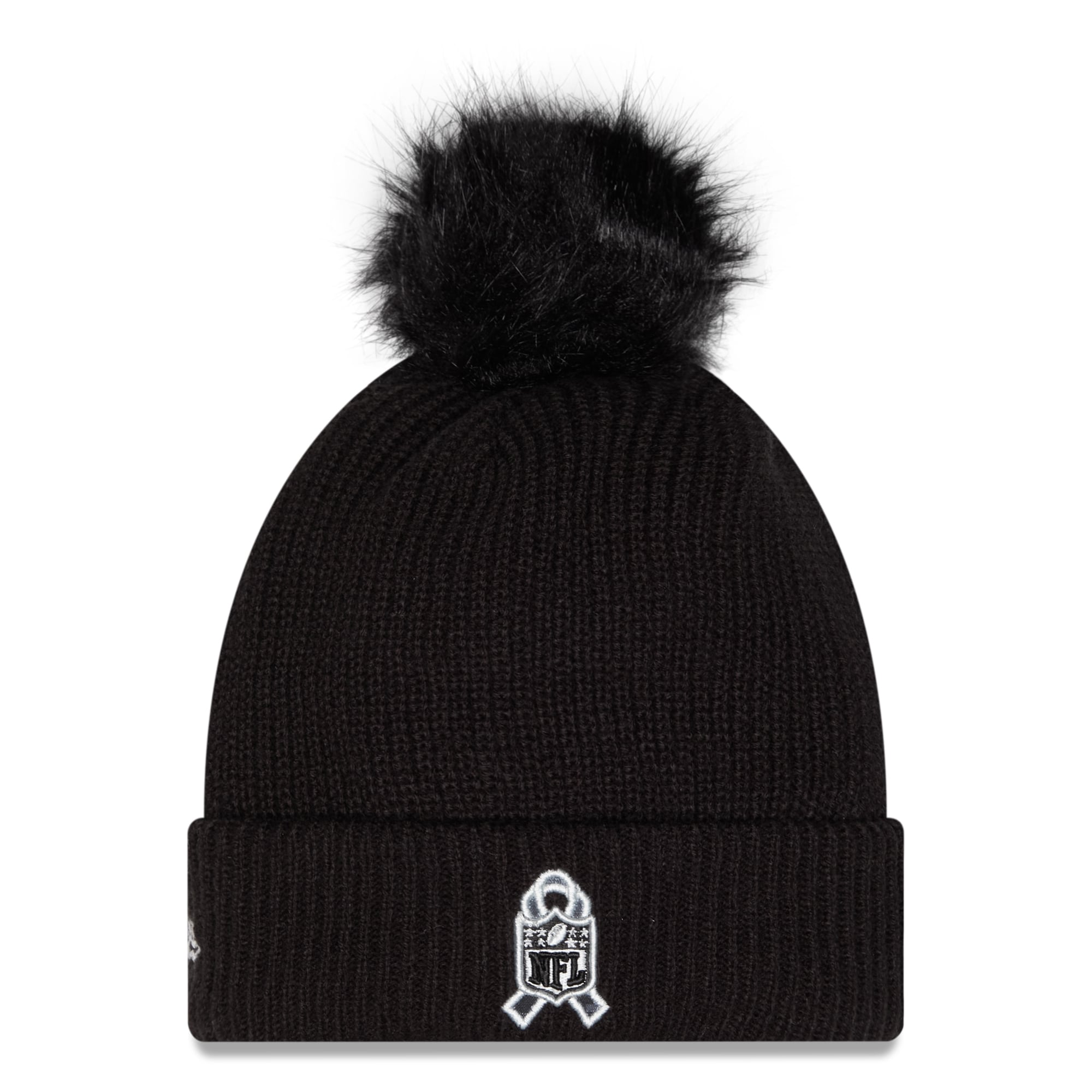 Bonnet à revers New Era noir pour femme, Denver Broncos 2026 Salute To Service, avec pompon