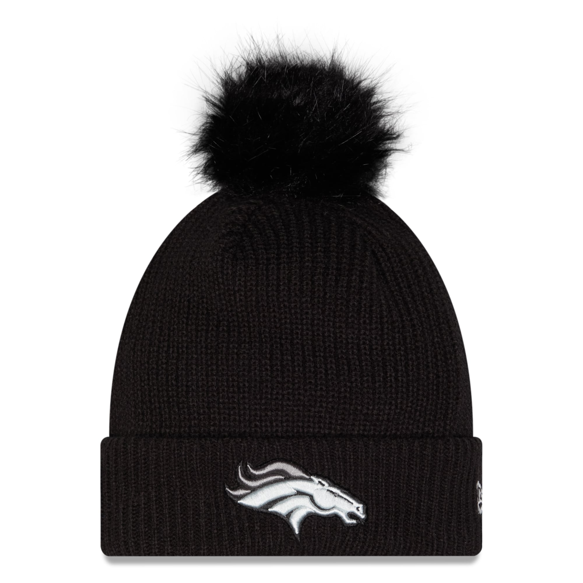 Bonnet à revers New Era noir pour femme, Denver Broncos 2026 Salute To Service, avec pompon