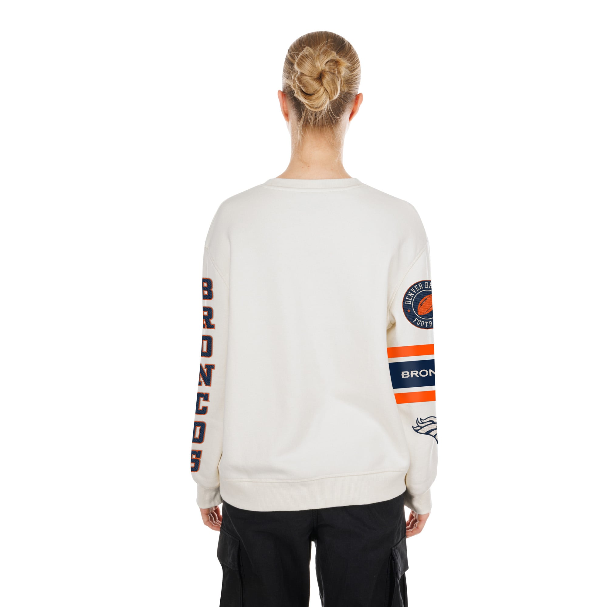 Sweat-shirt à col rond New Era crème Denver Broncos pour femme