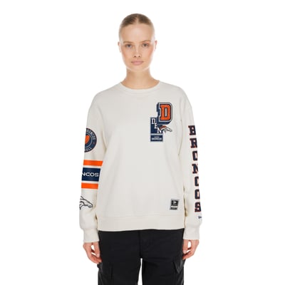  Denver Broncos New Era Women's Academic Crewneck Sweatshirt - Cream
