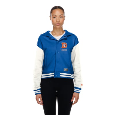  Denver Broncos New Era Women's Throwback Full-Snap Hooded Jacket - Royal