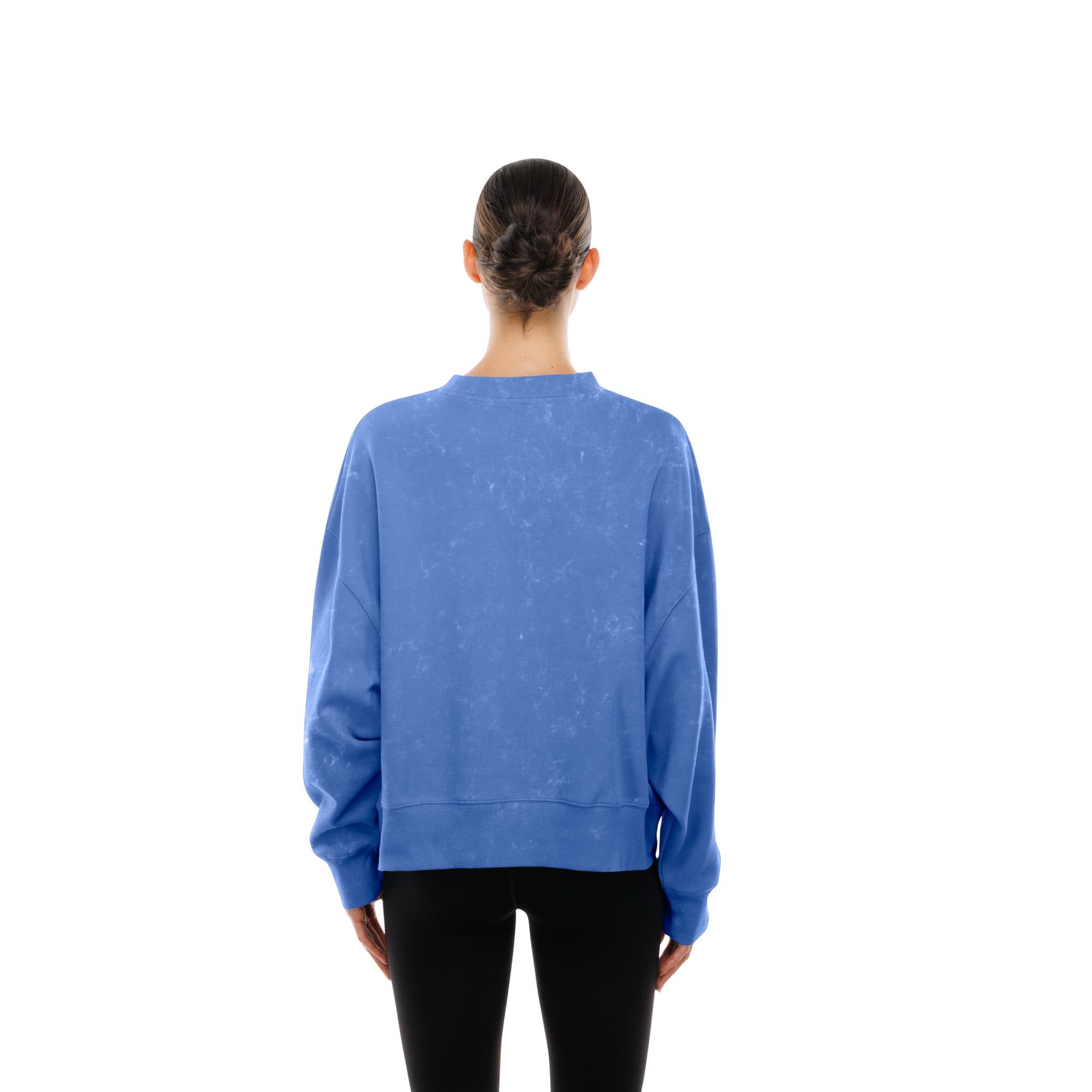 Sweat-shirt à col rond en polaire New Era Royal Denver Broncos Throwback Mineral Wash pour femme