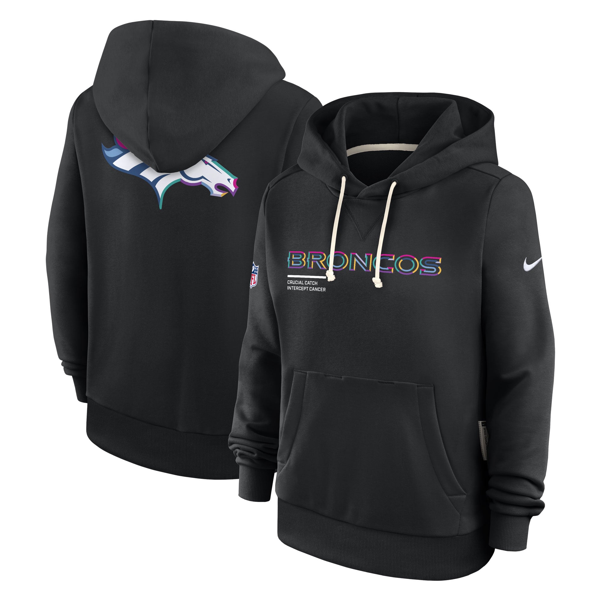 Women's Nike Black Denver Broncos 2025 NFL Crucial Catch Sideline Standard Issue Dri-FIT Hoodie