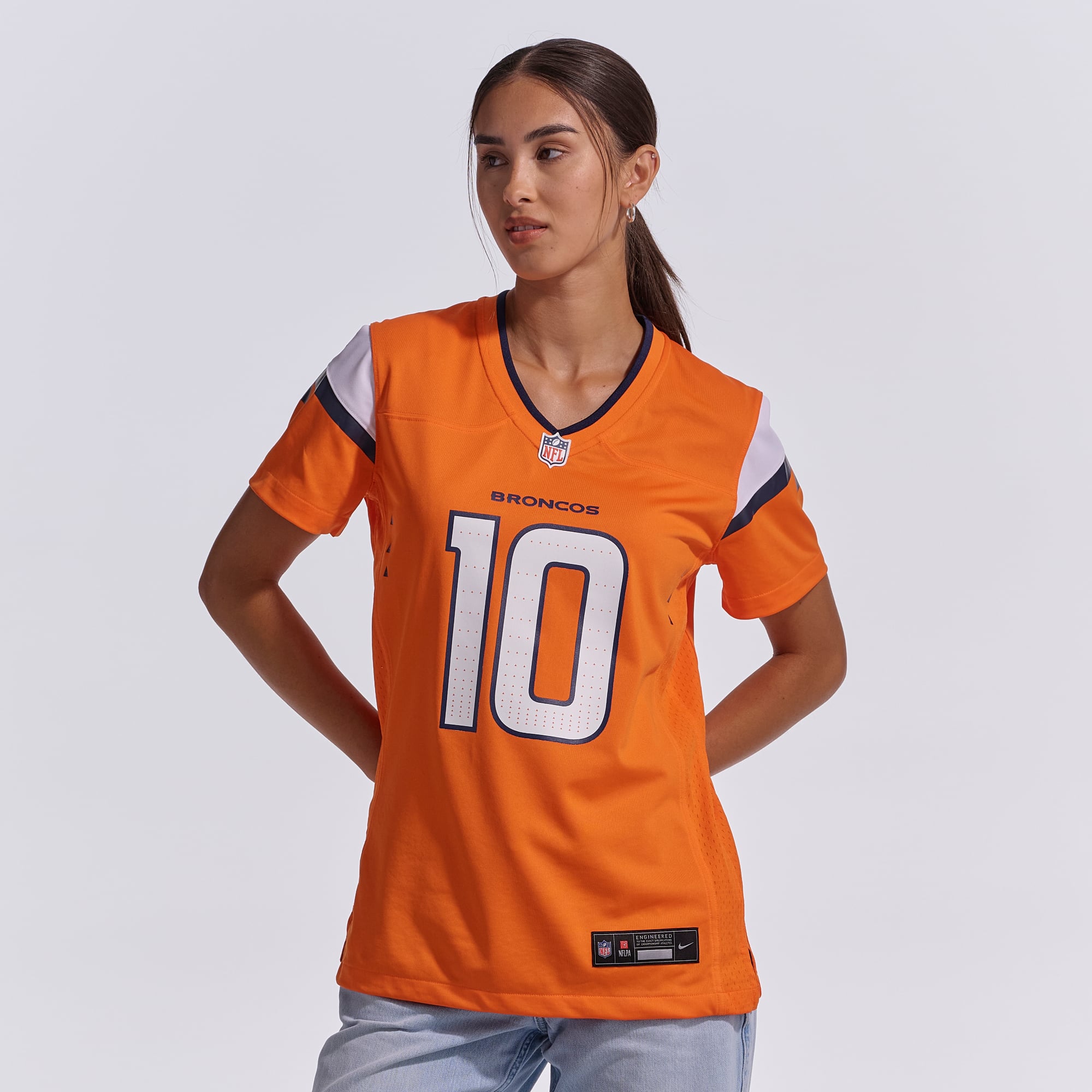 Maillot de match Nike Bo Nix Denver Broncos pour femme, orange