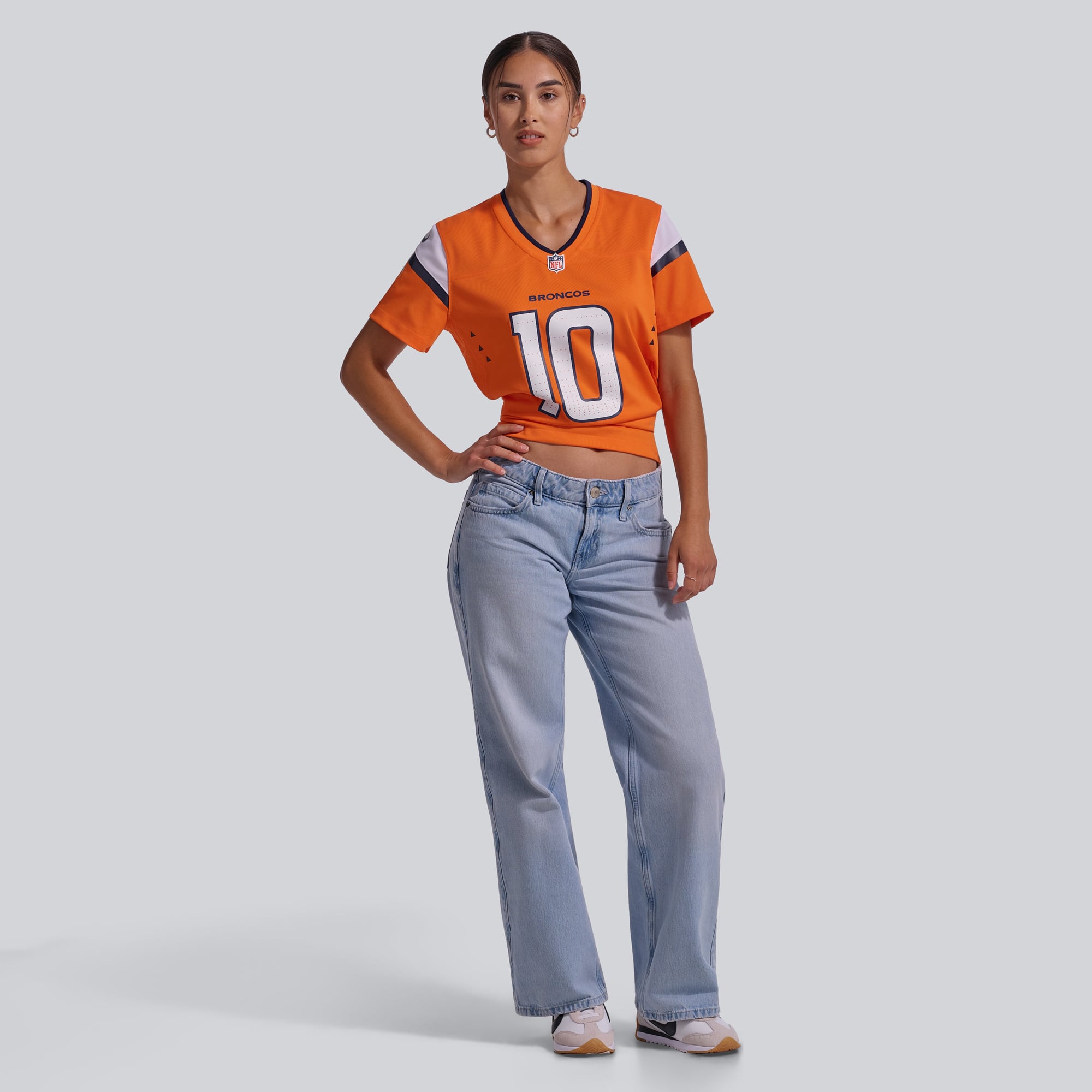 Maillot de match Nike Bo Nix Denver Broncos pour femme, orange