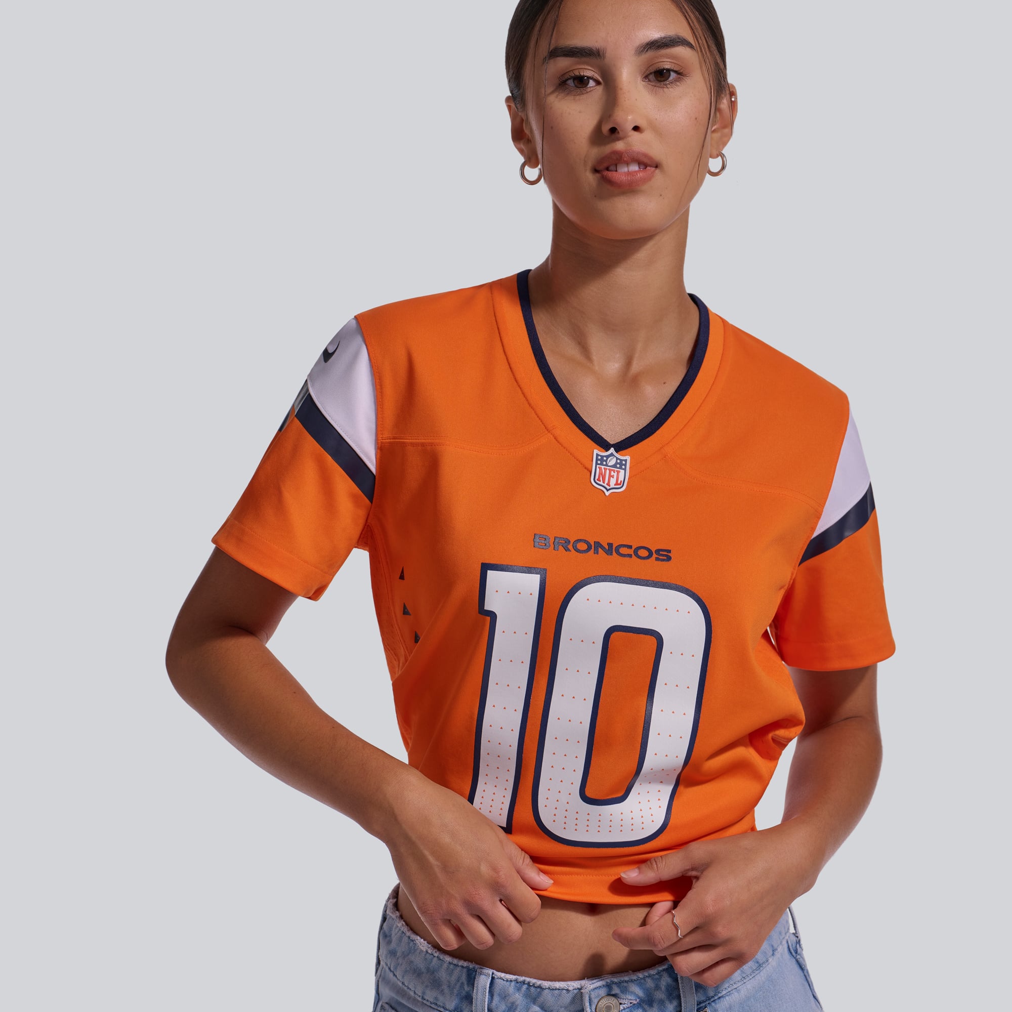 Maillot de match Nike Bo Nix Denver Broncos pour femme, orange