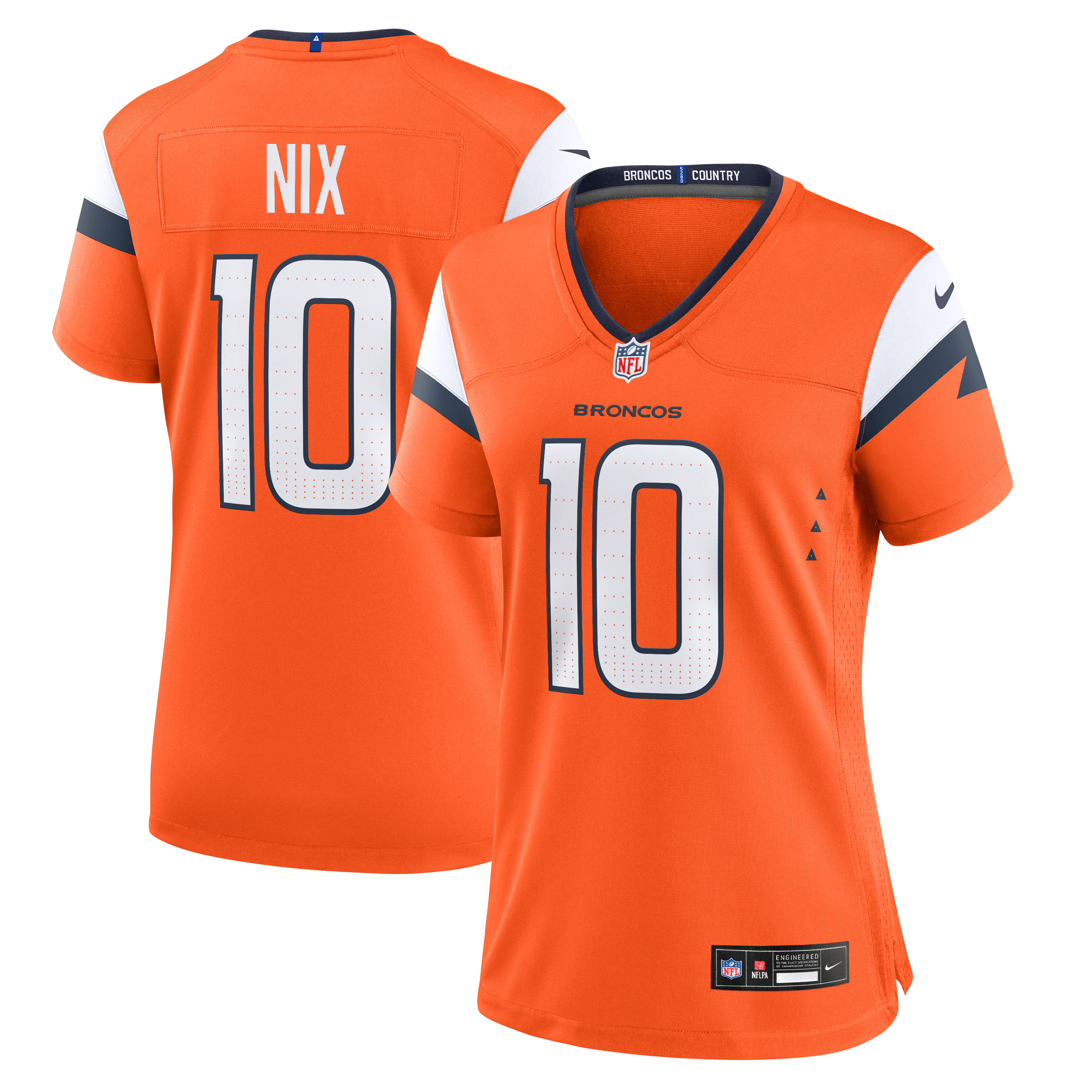Maillot de match Nike Bo Nix Denver Broncos pour femme, orange