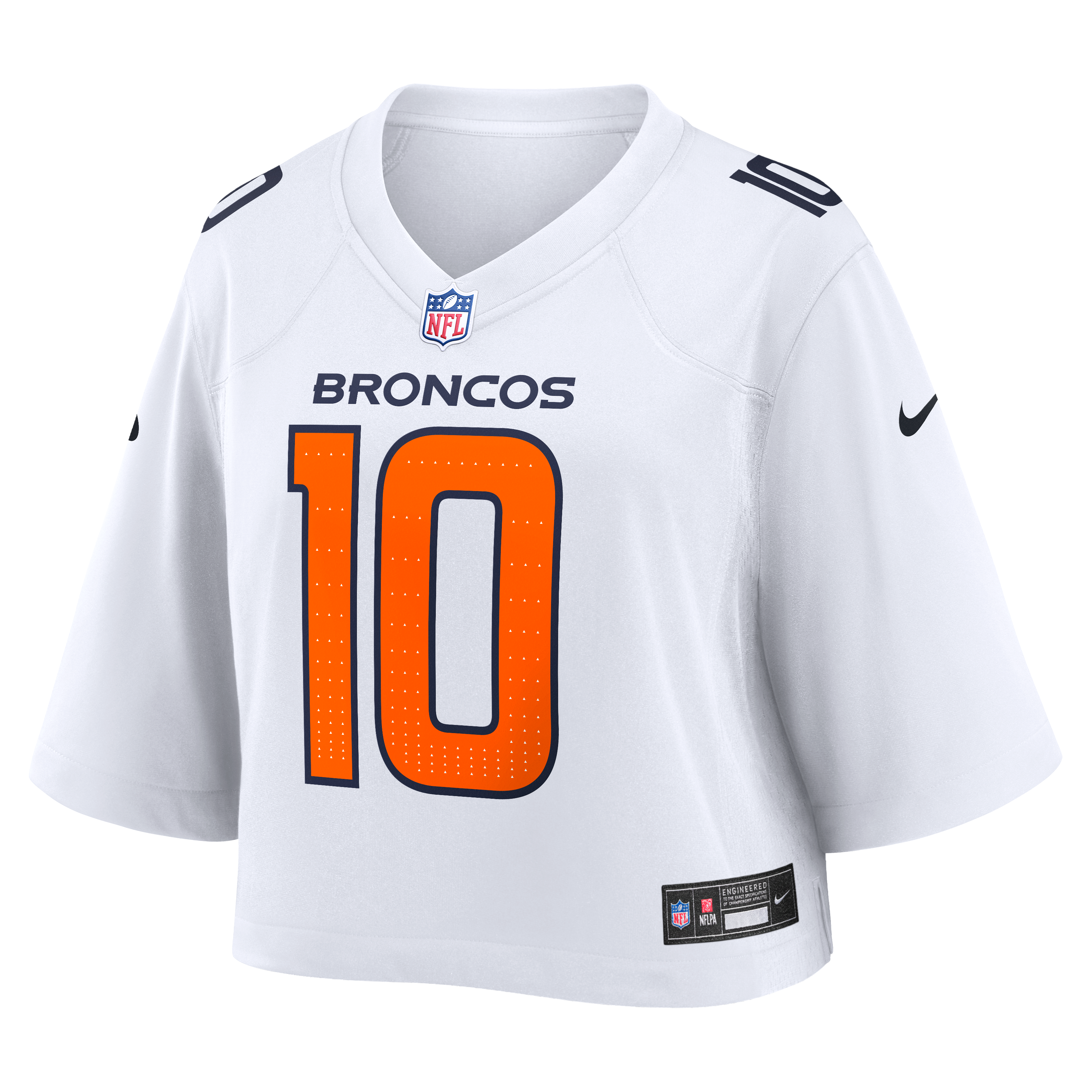 Women's Nike Bo Nix White Denver Broncos Cropped Fashion Game Jersey