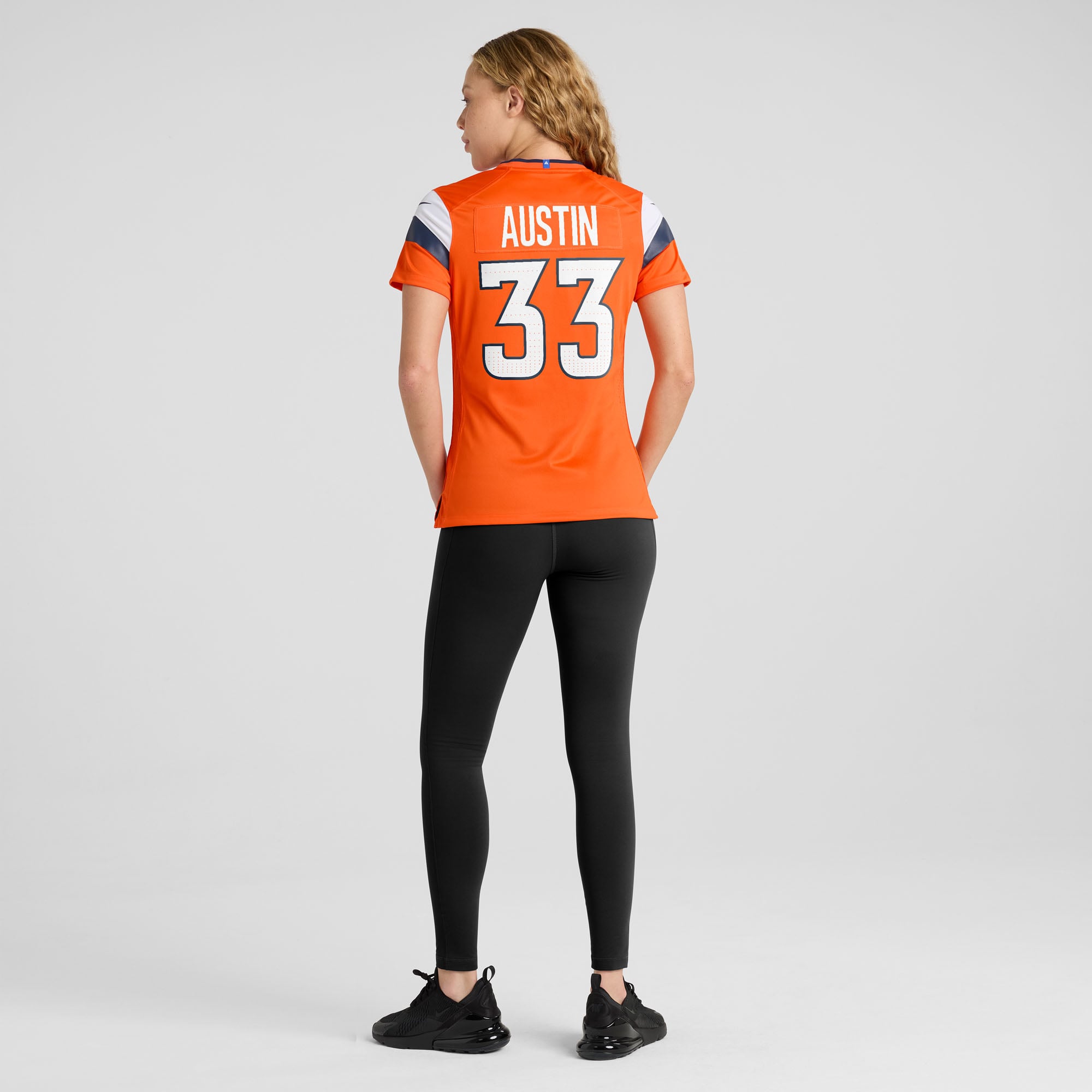 Maillot de match Nike Brent Austin orange des Broncos Denver pour femmes