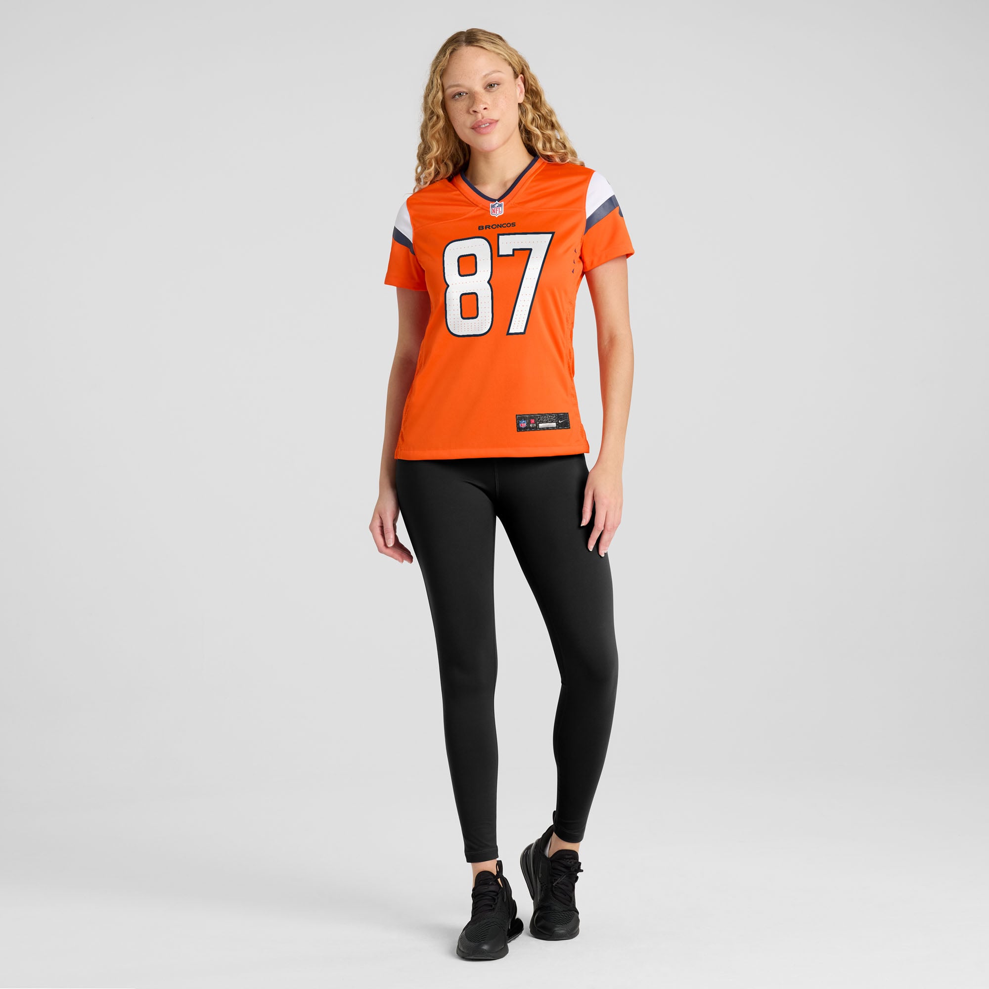 Maillot de match Nike Dane Key orange pour femme des Broncos Denver